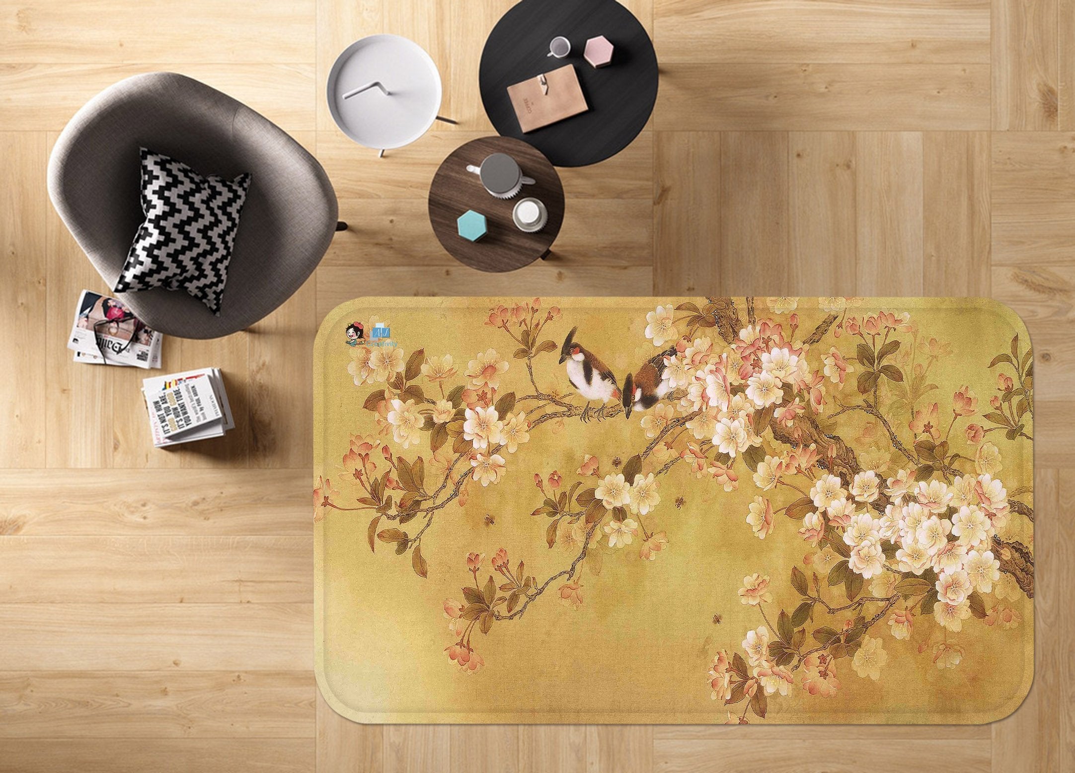 3D Flowers Tree Birds 44 Non Slip Rug Mat Mat AJ Creativity Home 