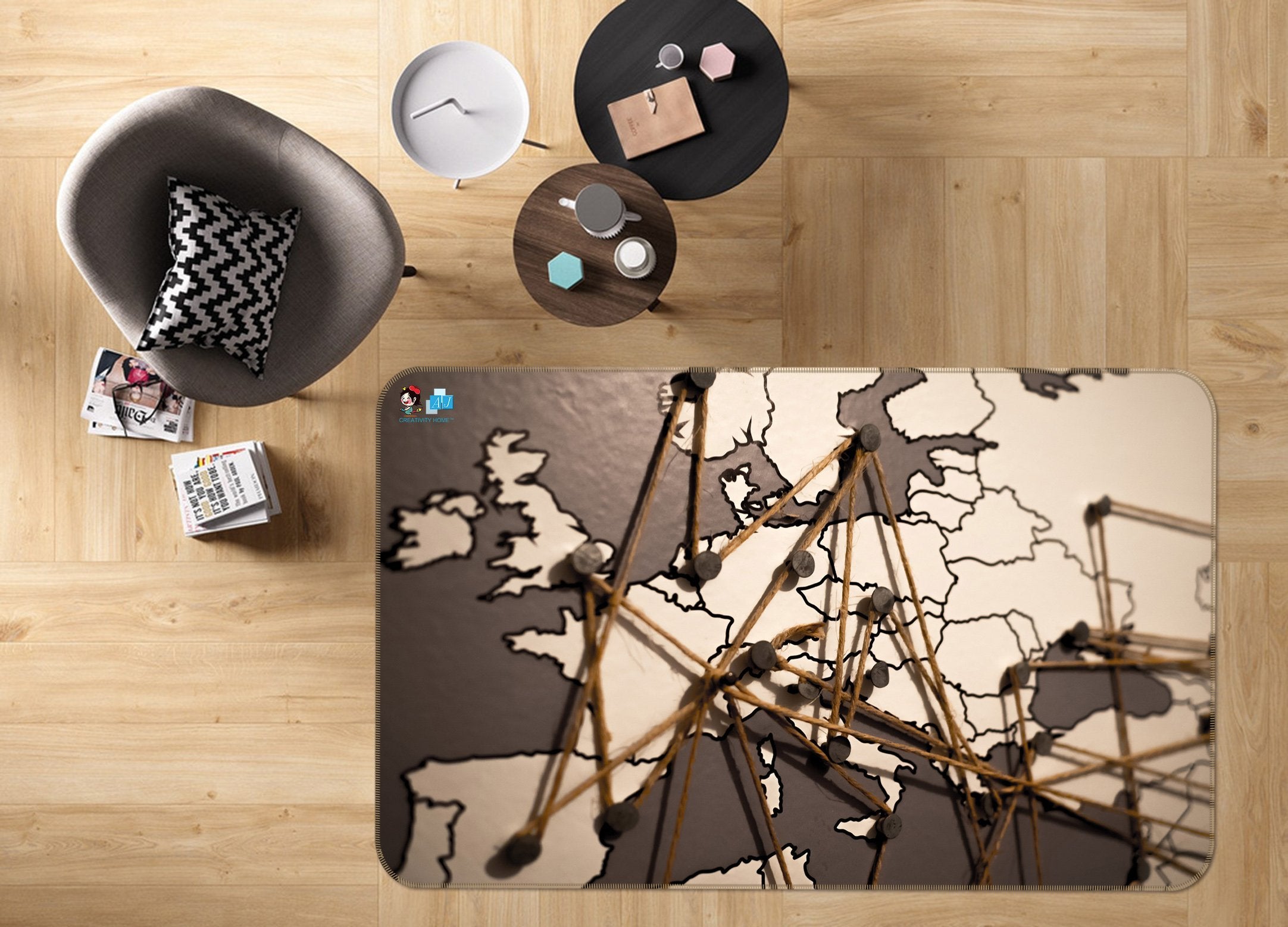 3D Marking Line 312 Non Slip Rug Mat Mat AJ Creativity Home 