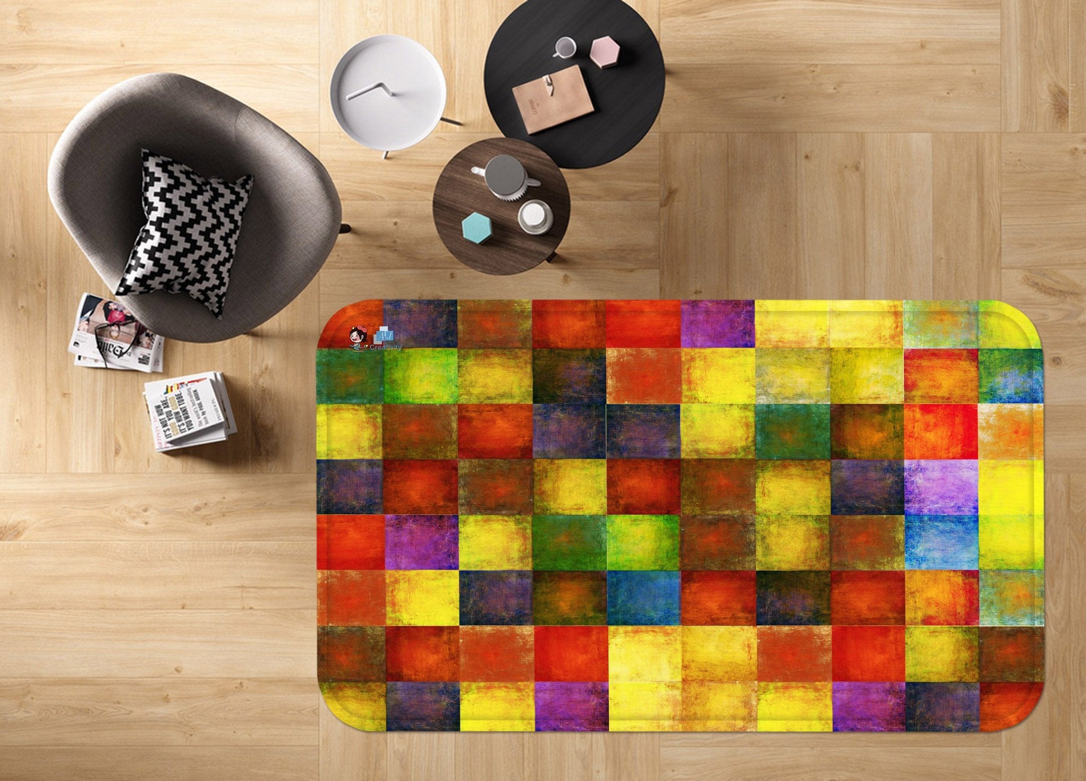 3D Colored Squares 119 Non Slip Rug Mat Mat AJ Creativity Home 
