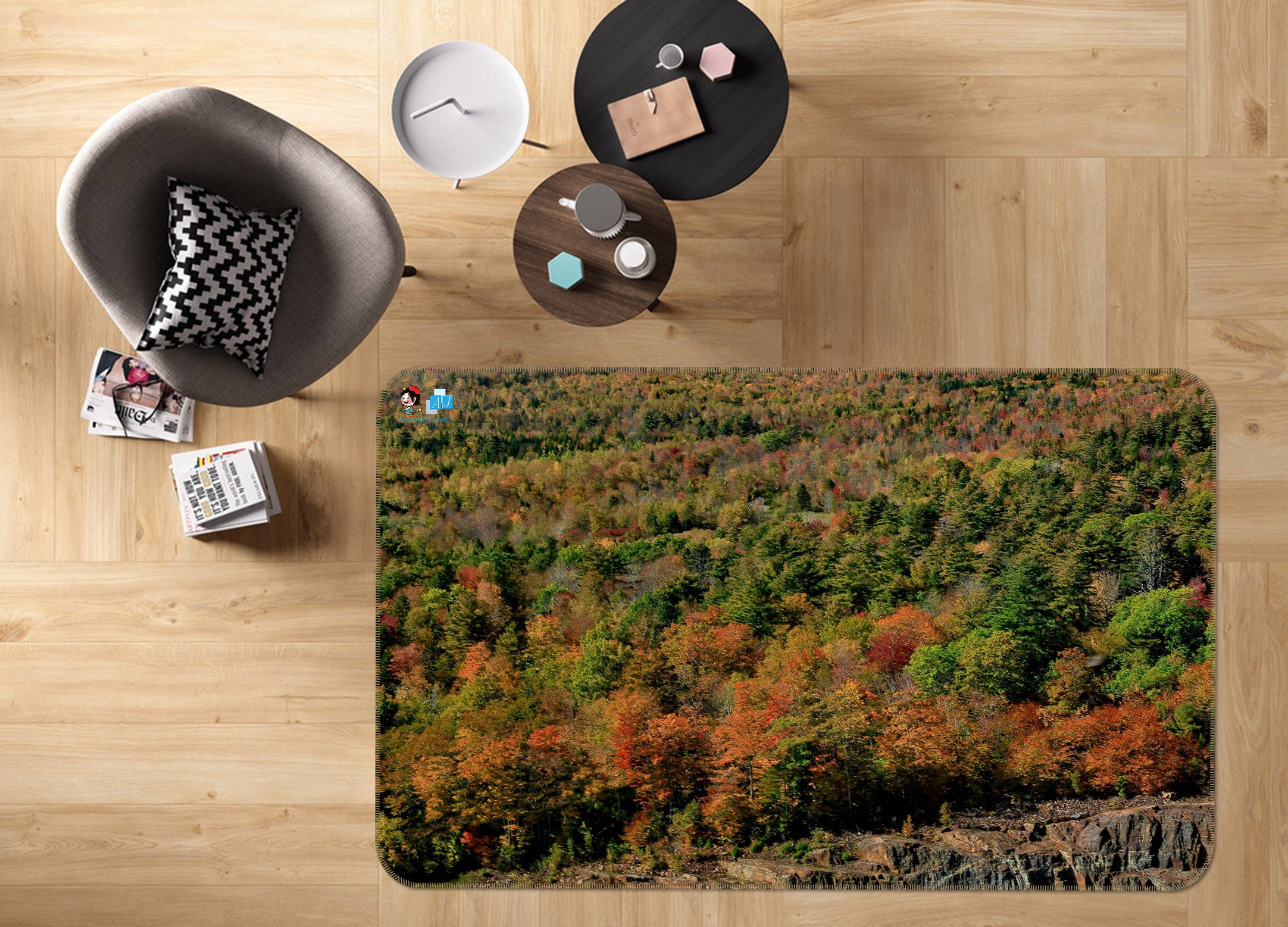 3D Red Orange Striation 62223 Kathy Barefield Rug Non Slip Rug Mat