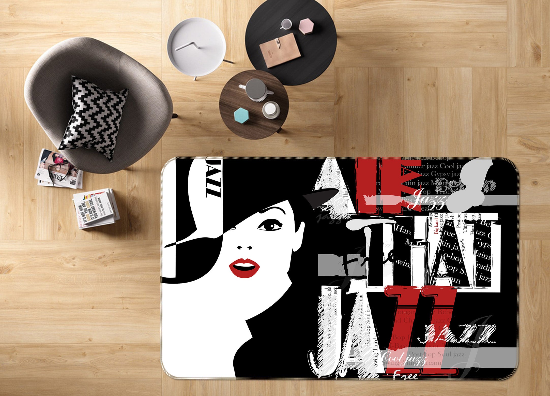 3D Hat Woman 1040 Non Slip Rug Mat