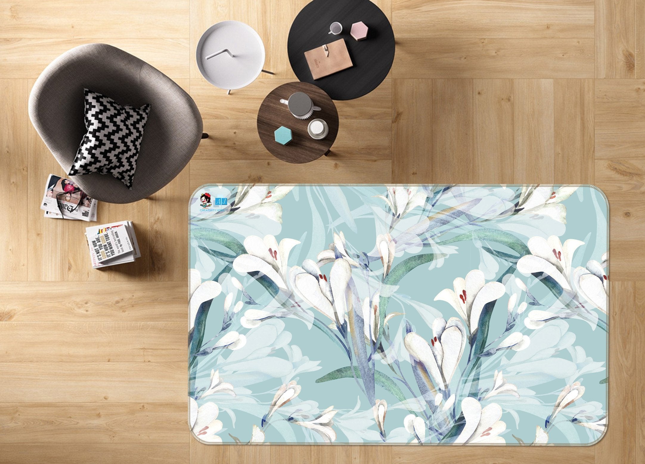 3D White Petals 083 Non Slip Rug Mat Mat AJ Creativity Home 