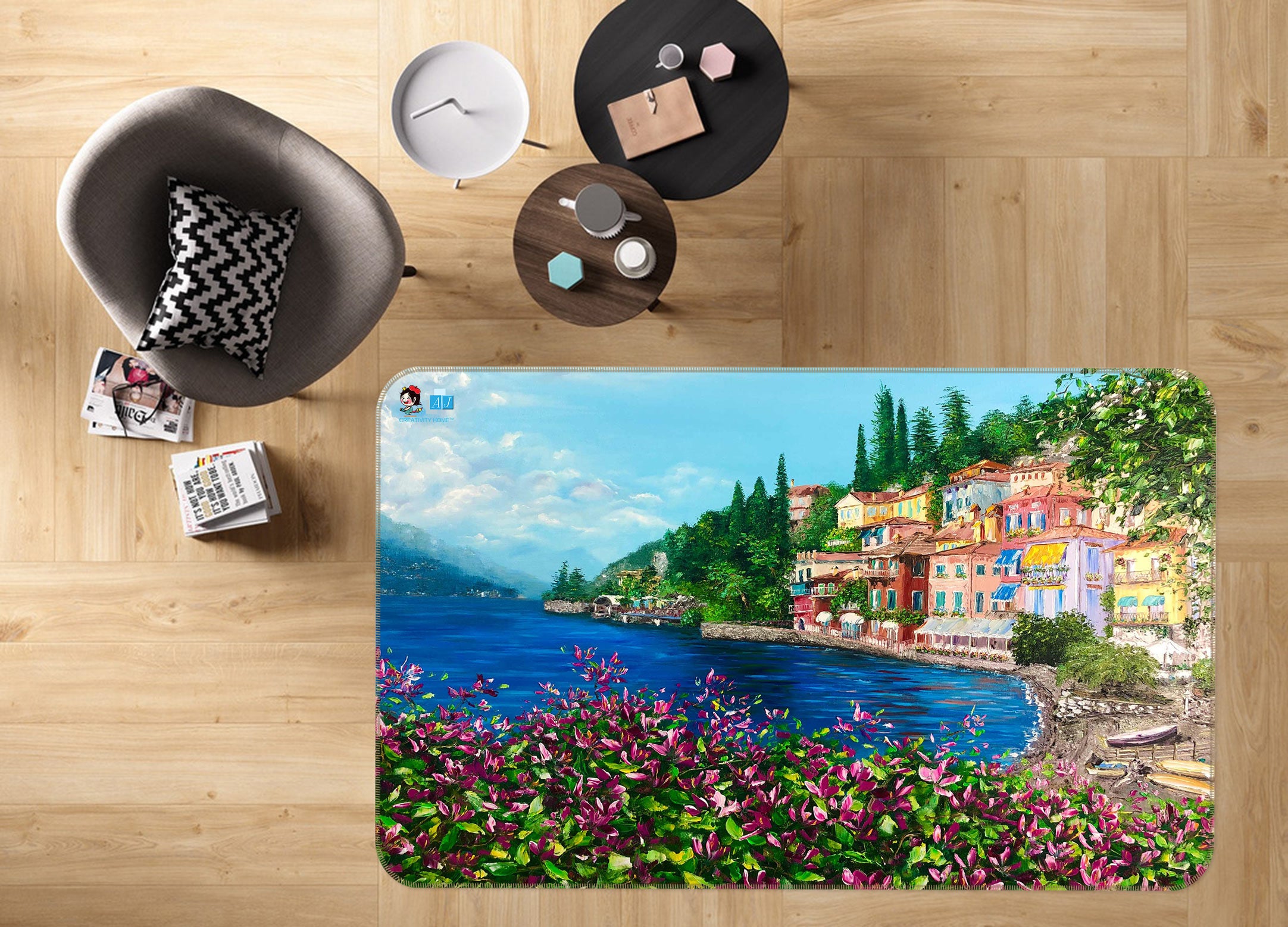 3D Sea Color House 1136 Skromova Marina Rug Non Slip Rug Mat