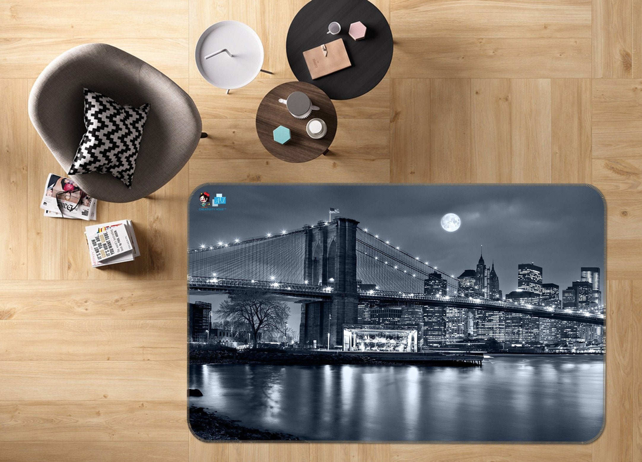 3D Night Bridge 677 Non Slip Rug Mat Mat AJ Creativity Home 
