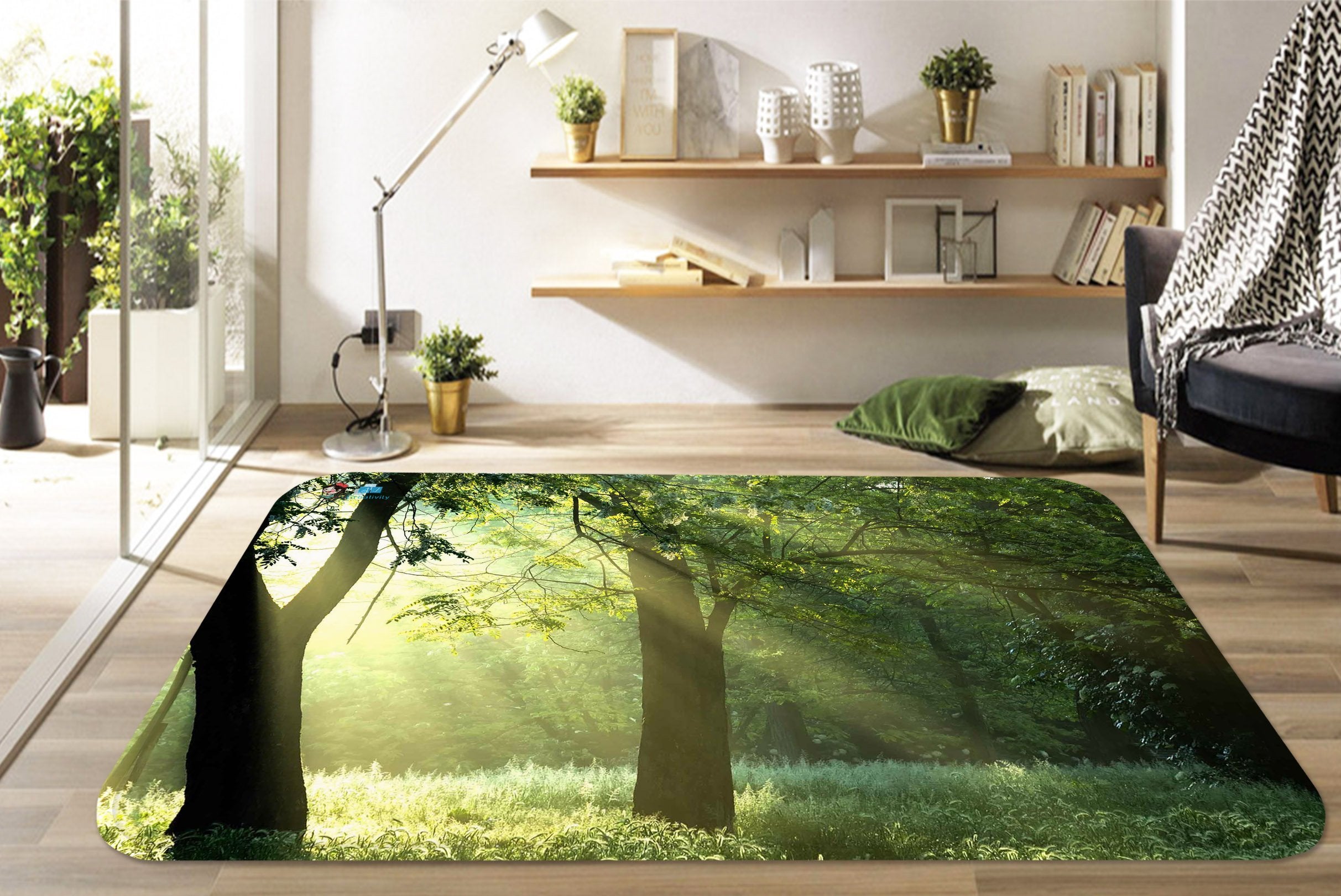 3D Forest Trees Sunshine 2 Non Slip Rug Mat Mat AJ Creativity Home 