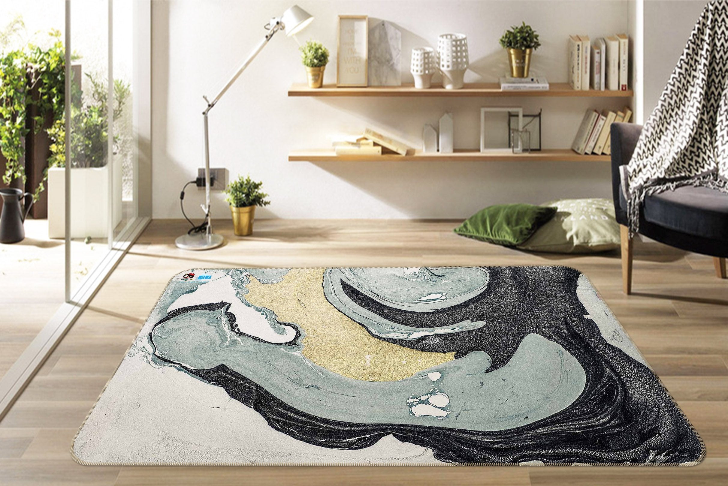 3D Irregular Round 86 Non Slip Rug Mat Mat AJ Creativity Home 