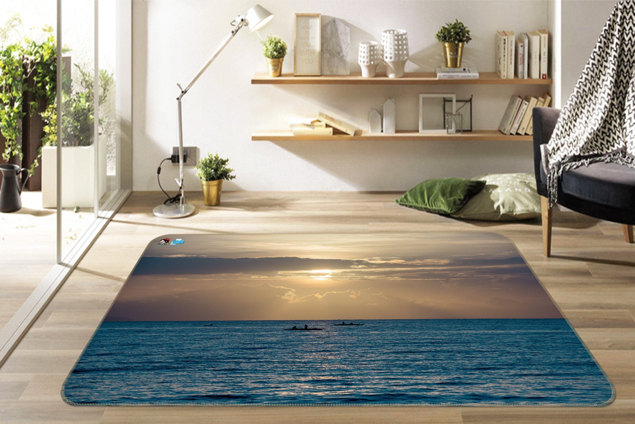3D Sun Sea Boat 046 Non Slip Rug Mat Mat AJ Creativity Home 