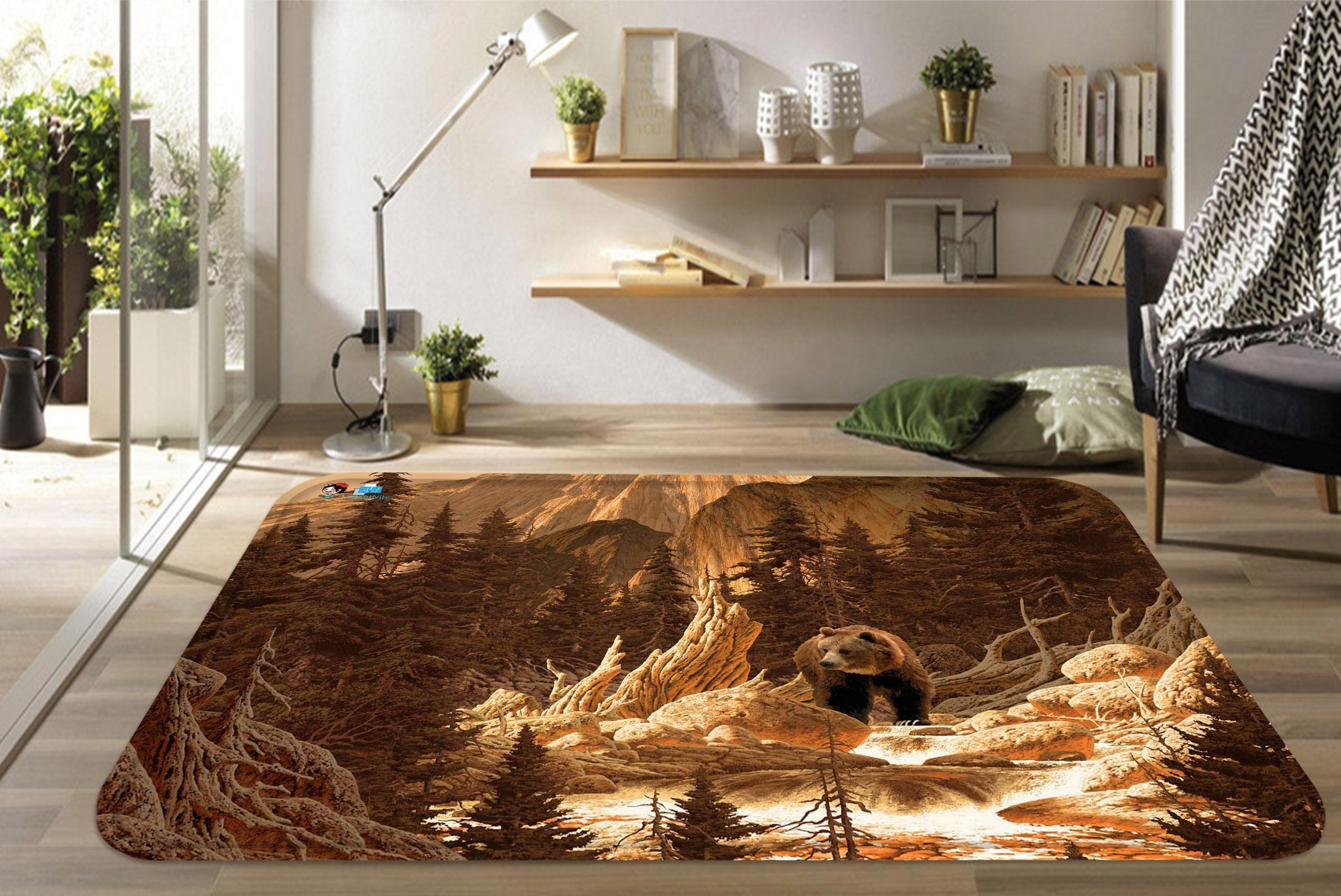 3D Mountain Bear 129 Non Slip Rug Mat Mat AJ Creativity Home 