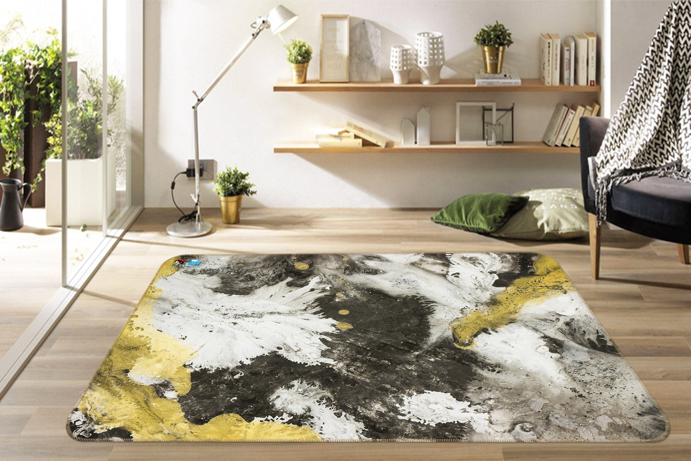 3D White Black Gold 25 Non Slip Rug Mat Mat AJ Creativity Home 