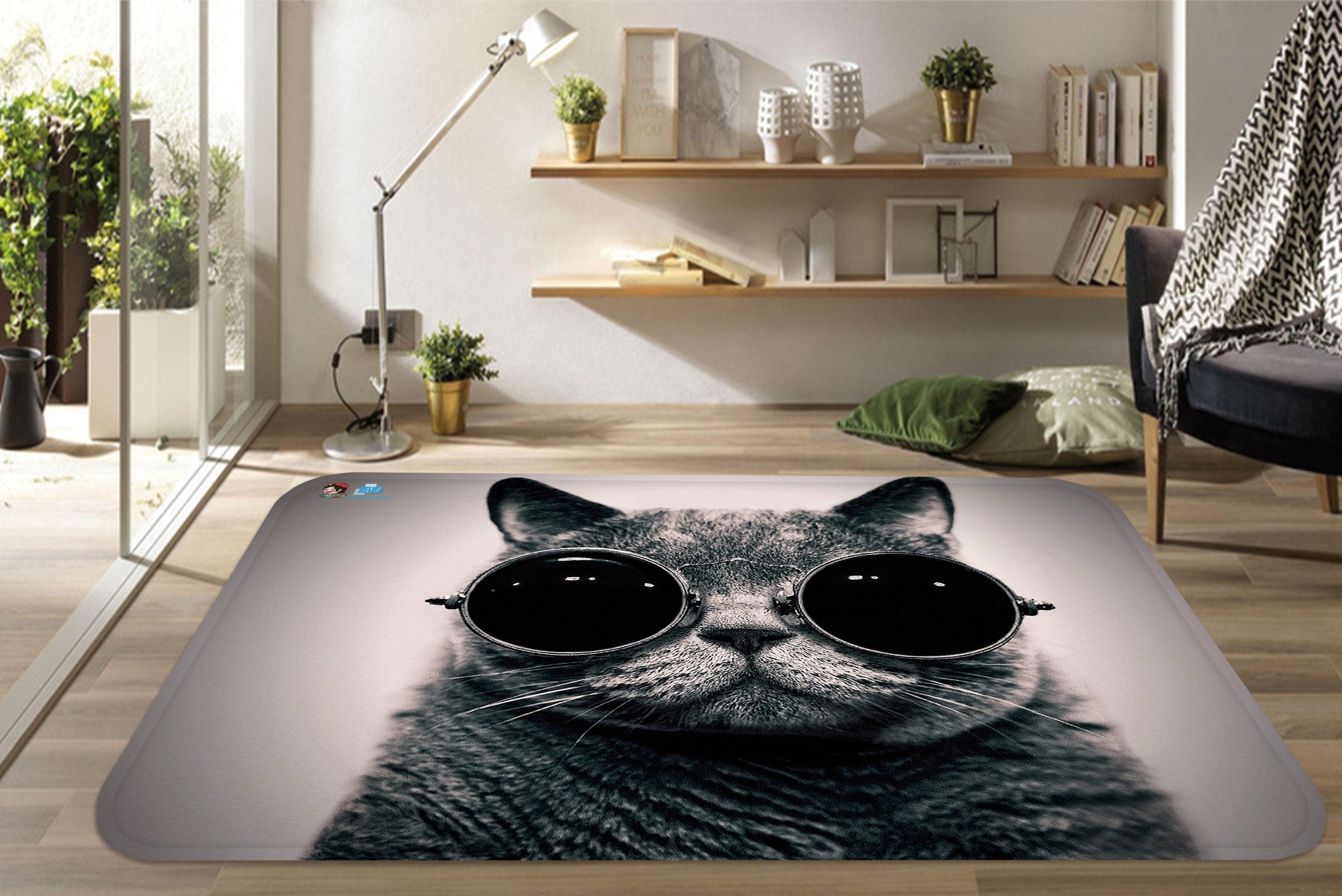 3D Wearing Glasses Cat 51 Non Slip Rug Mat Mat AJ Creativity Home 