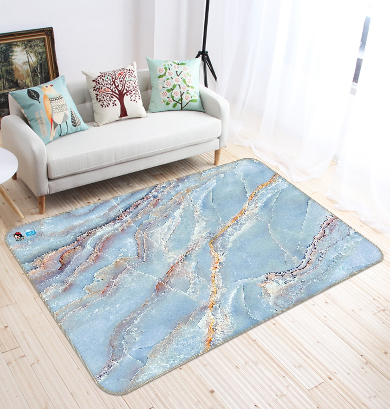 3D Light Blue Stone Pattern 31 Non Slip Rug Mat Mat AJ Creativity Home 