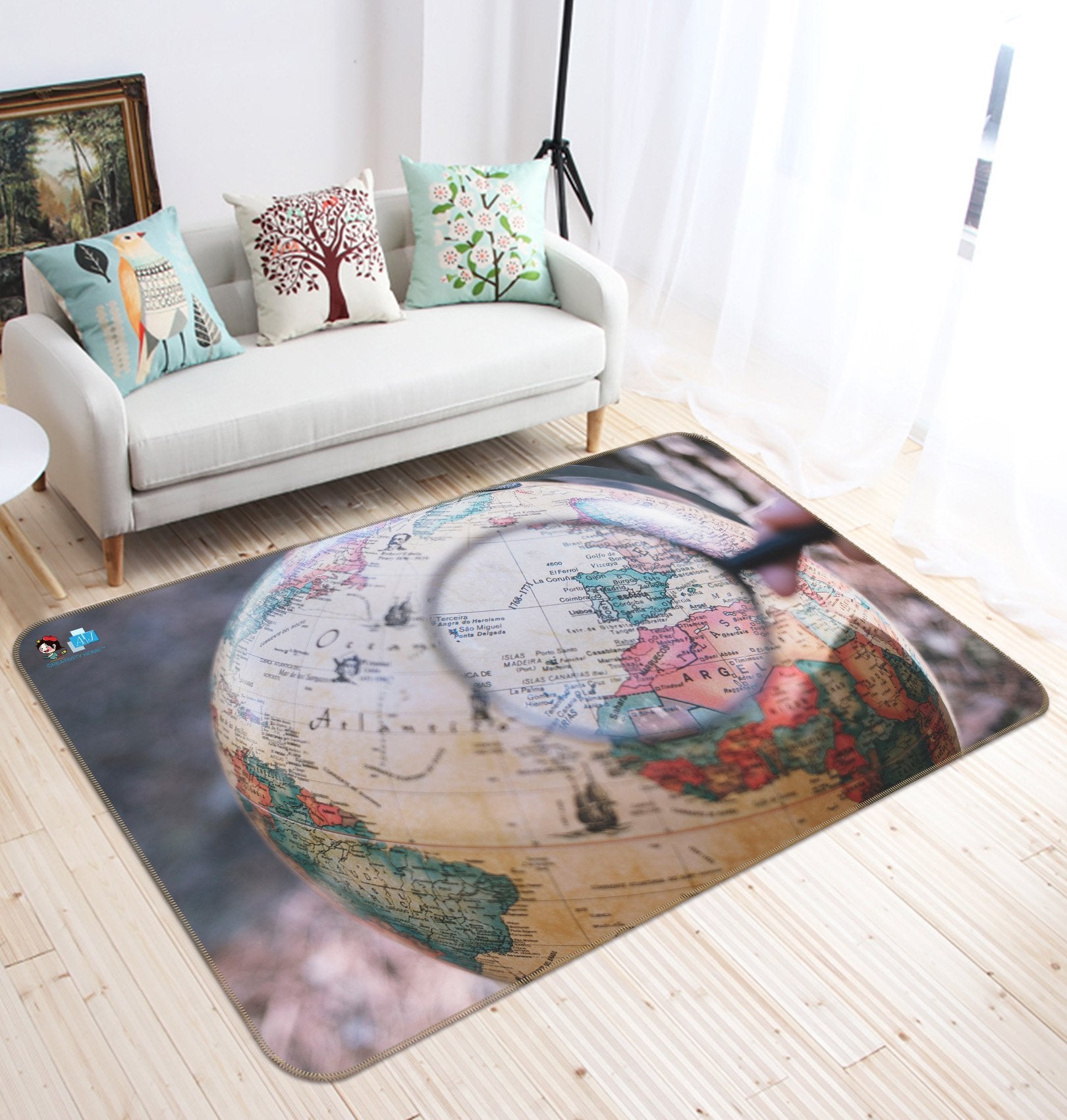 3D Globe Magnifier 210 Non Slip Rug Mat Mat AJ Creativity Home 