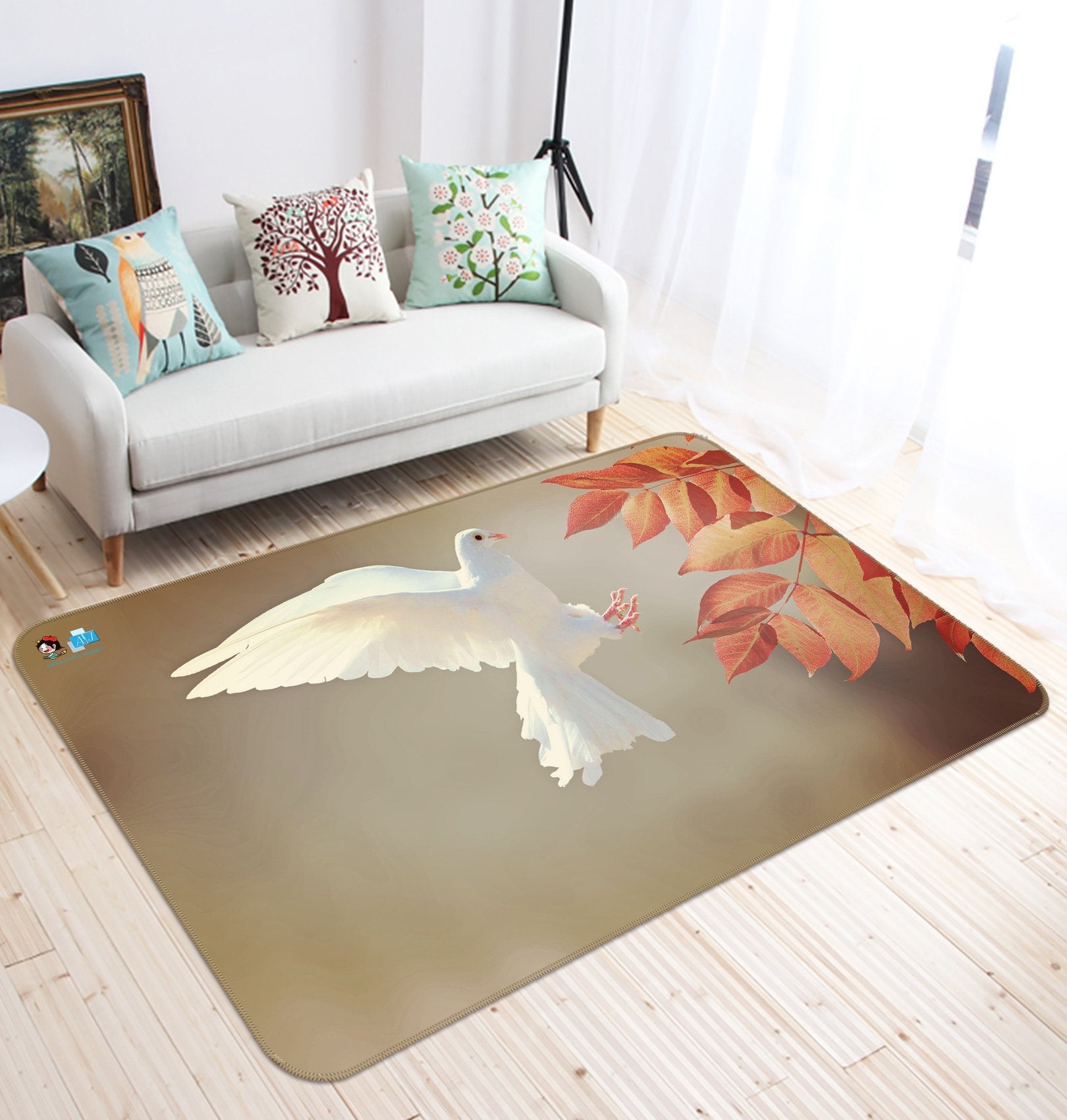 3D Dove Leaves 246 Non Slip Rug Mat Mat AJ Creativity Home 