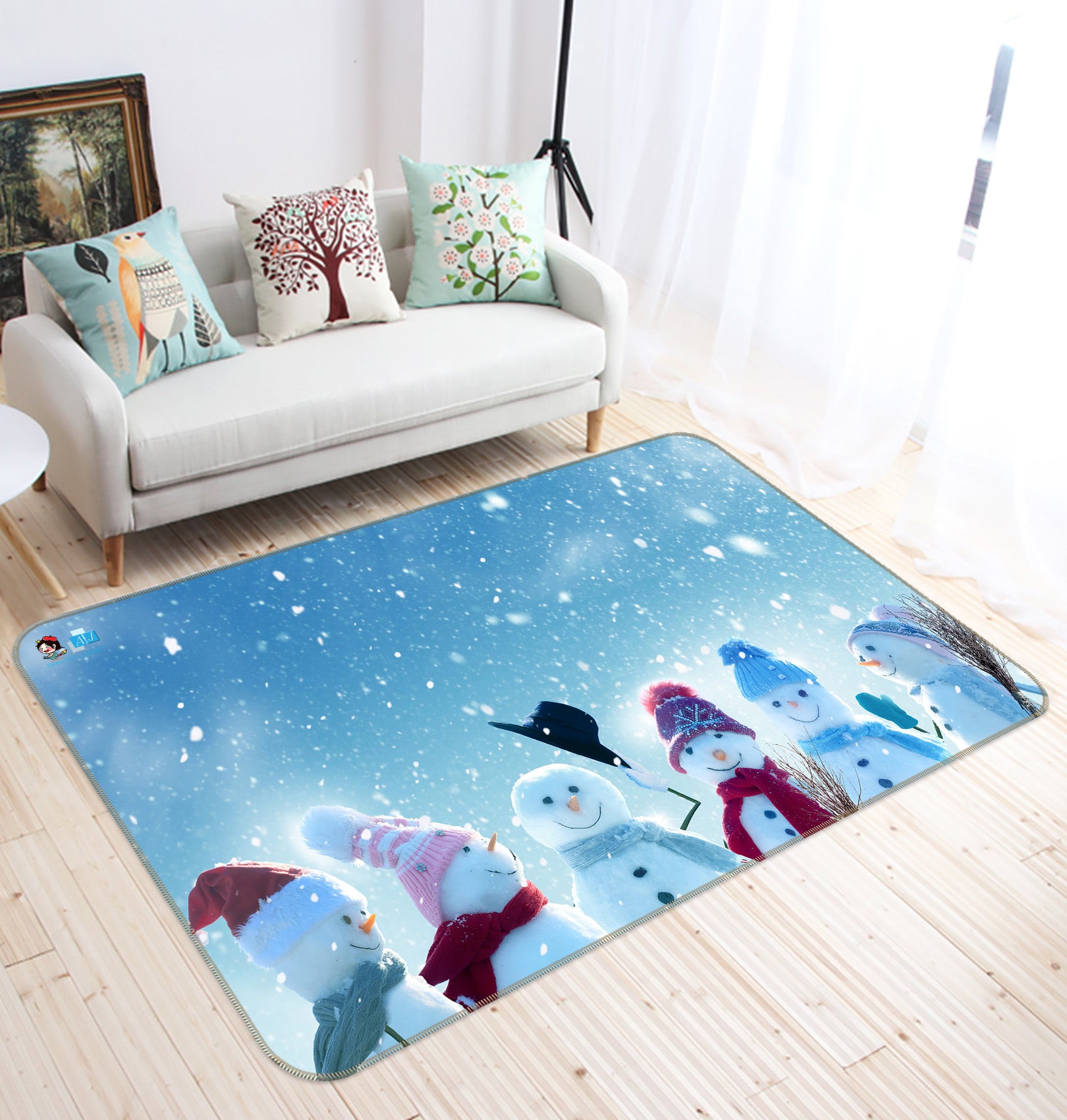 3D Many Snowman 56134 Christmas Non Slip Rug Mat Xmas