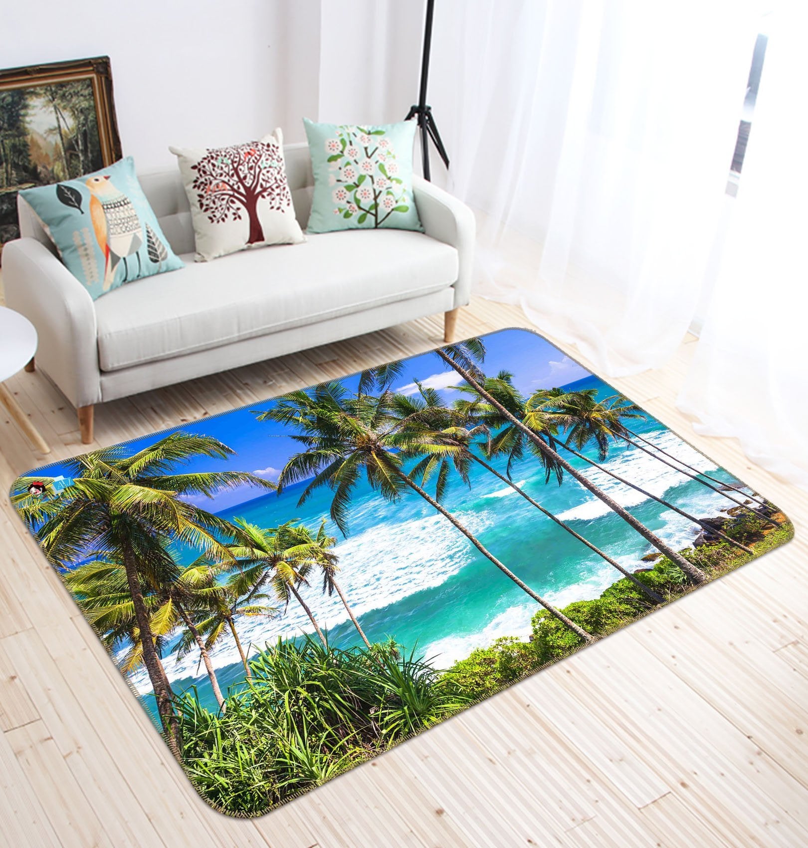 3D Coconut Tree Wave 506 Non Slip Rug Mat Mat AJ Creativity Home 