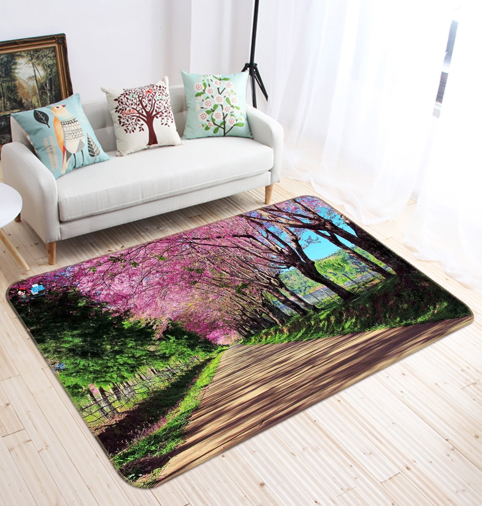 3D Cherry Blossom Road 756 Non Slip Rug Mat Mat AJ Creativity Home 