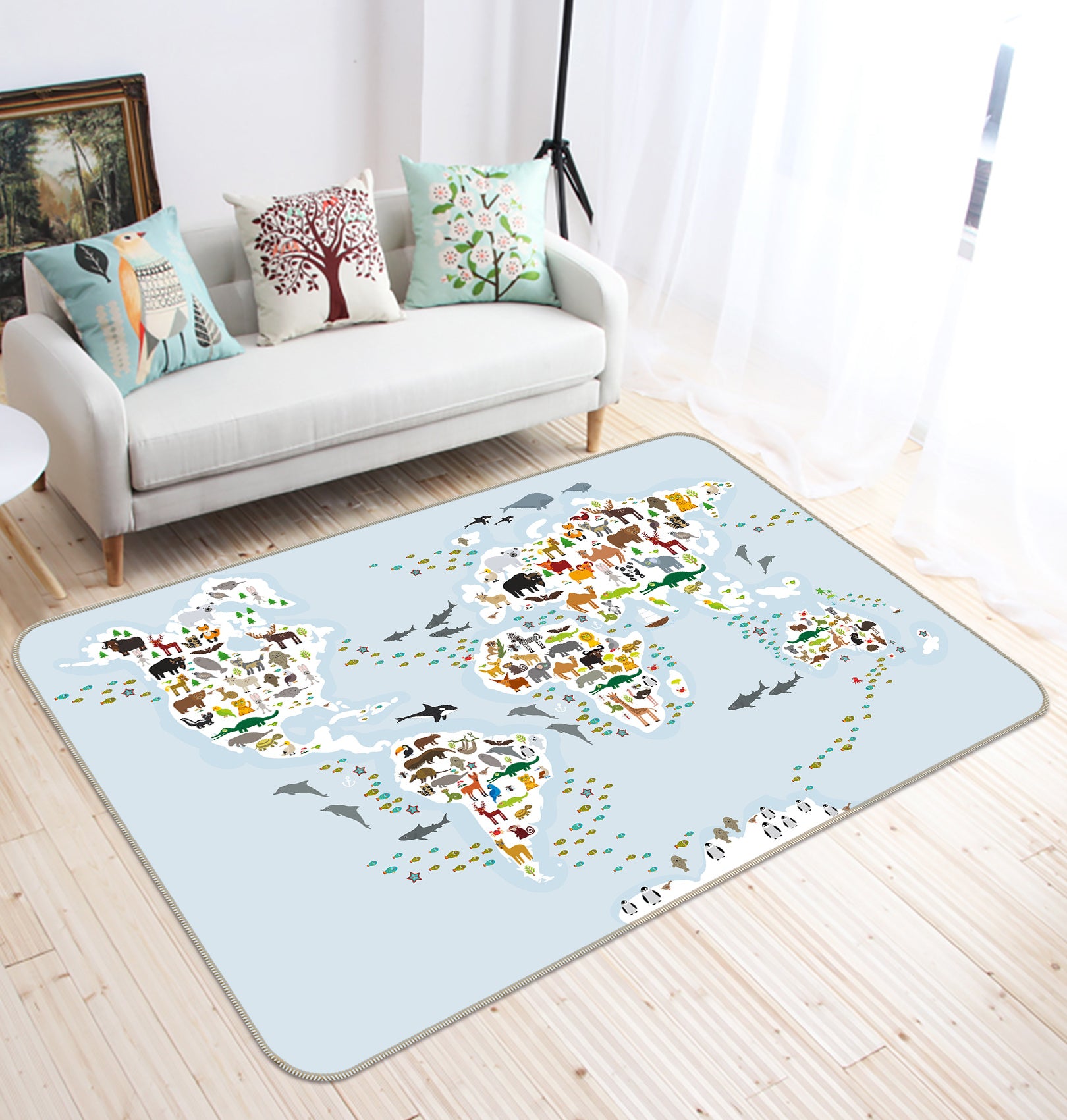 3D Colored Spots 298 World Map Non Slip Rug Mat