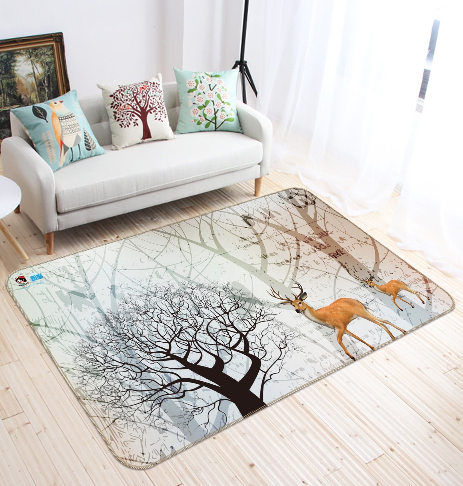 3D Dead Tree Deer 349 Non Slip Rug Mat Mat AJ Creativity Home 