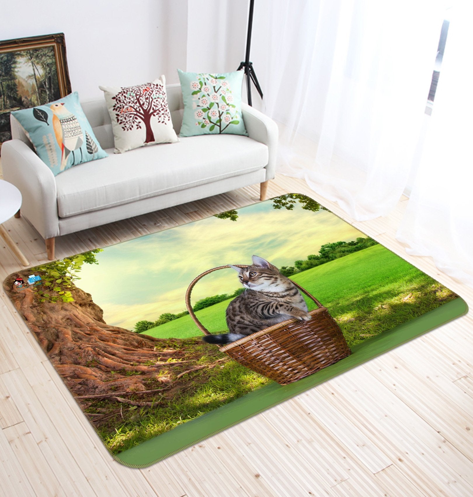 3D Basket Cat 269 Non Slip Rug Mat Mat AJ Creativity Home 