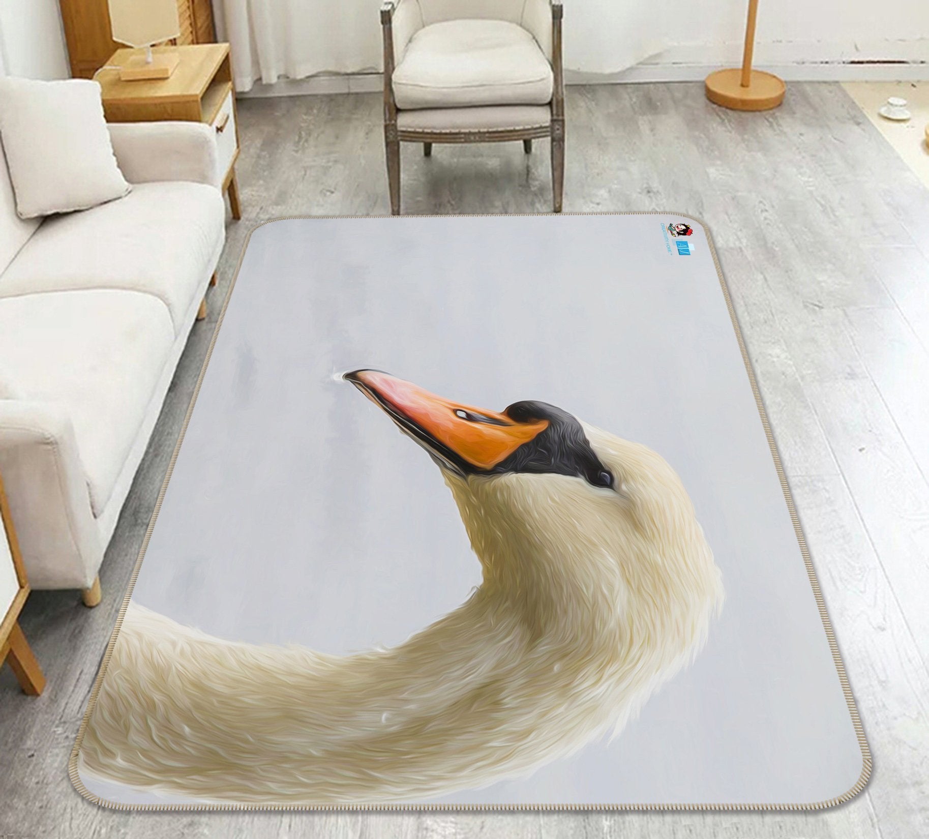 3D White Swan 290 Non Slip Rug Mat Mat AJ Creativity Home 