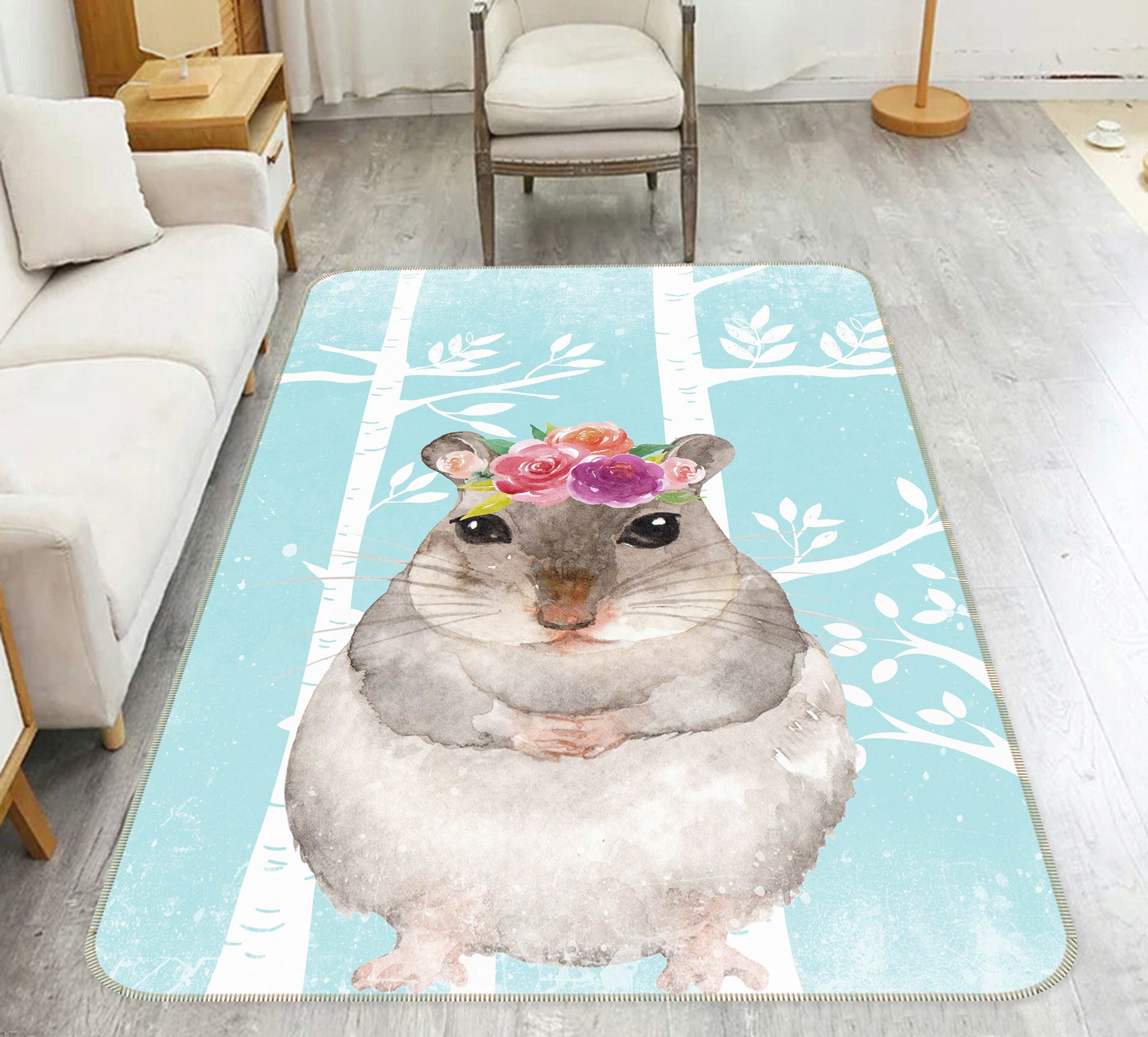 3D Gray Rat 137 Uta Naumann Rug Non Slip Rug Mat