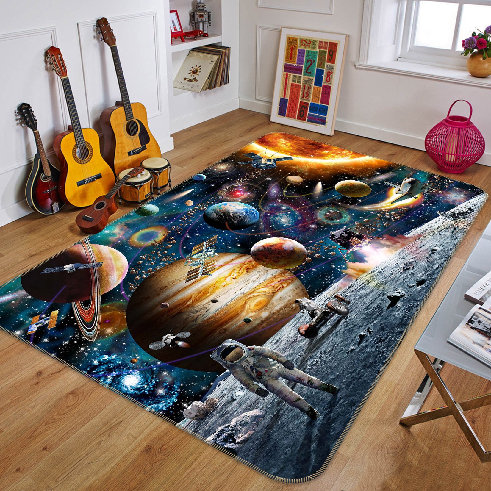3D Color Planet 1054 Adrian Chesterman Rug Non Slip Rug Mat