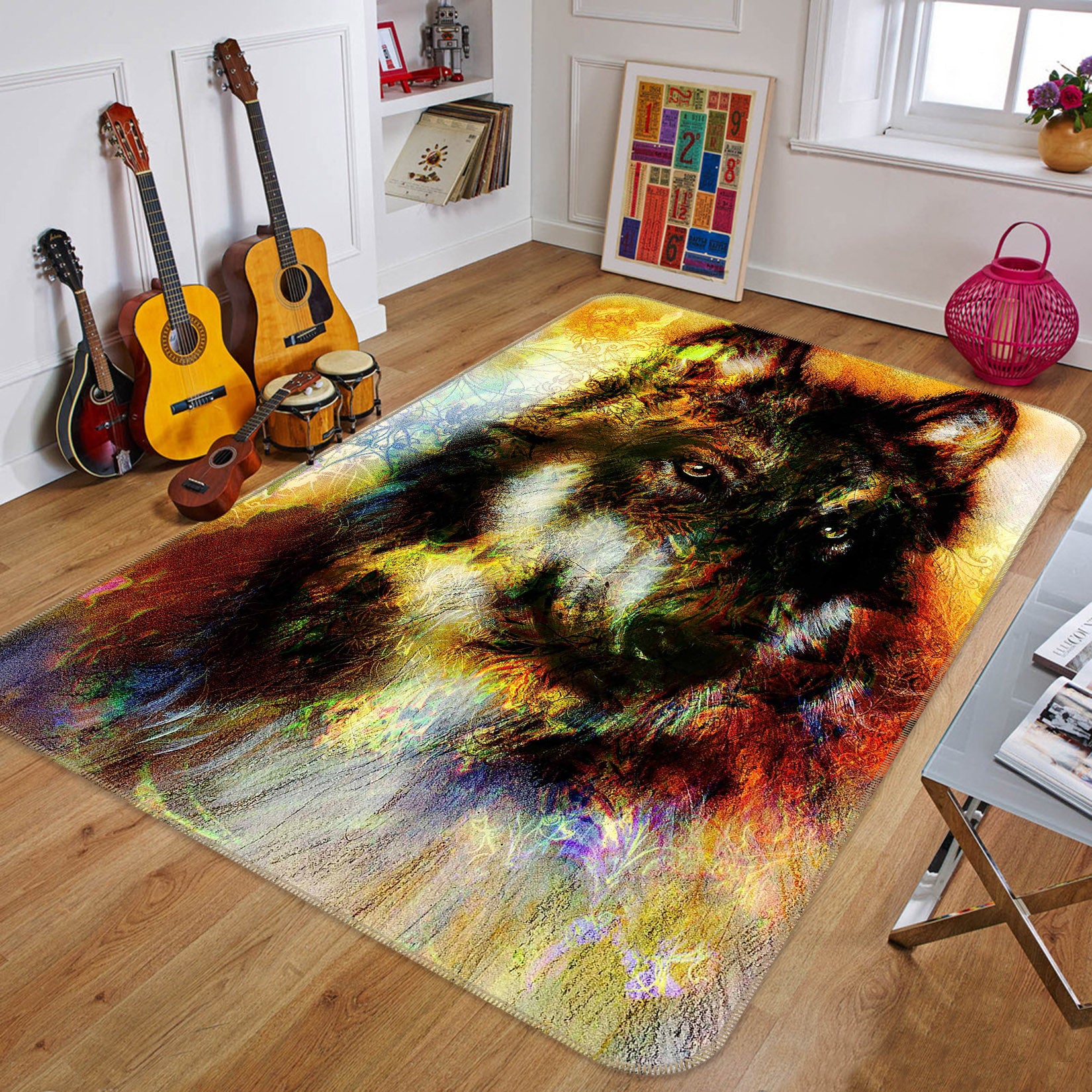 3D Alsatian Graffiti 207 Animal Non Slip Rug Mat