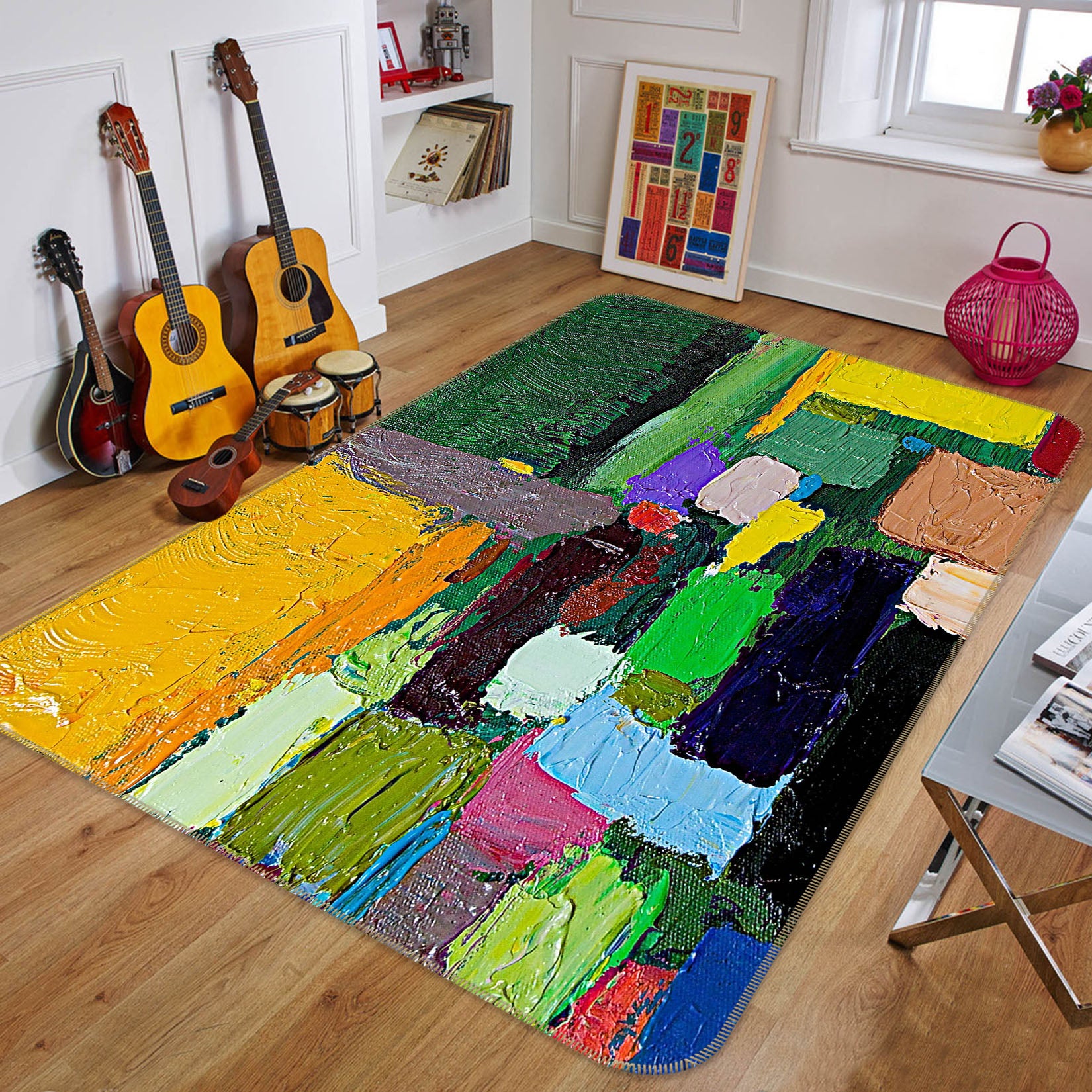 3D Colored Field 1059 Allan P. Friedlander Rug Non Slip Rug Mat