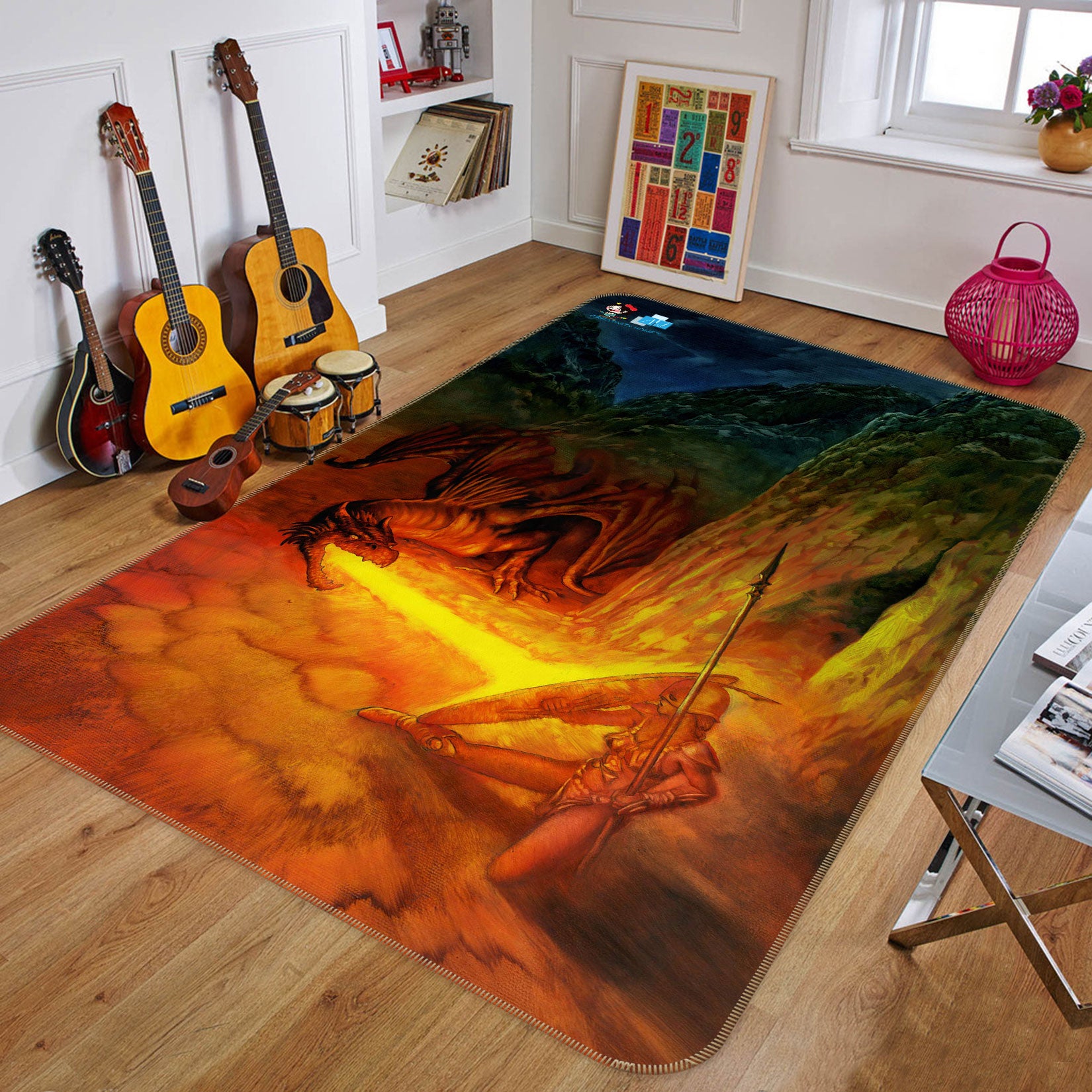 3D Spitfire Dragon Soldier 6031 Ciruelo Rug Non Slip Rug Mat