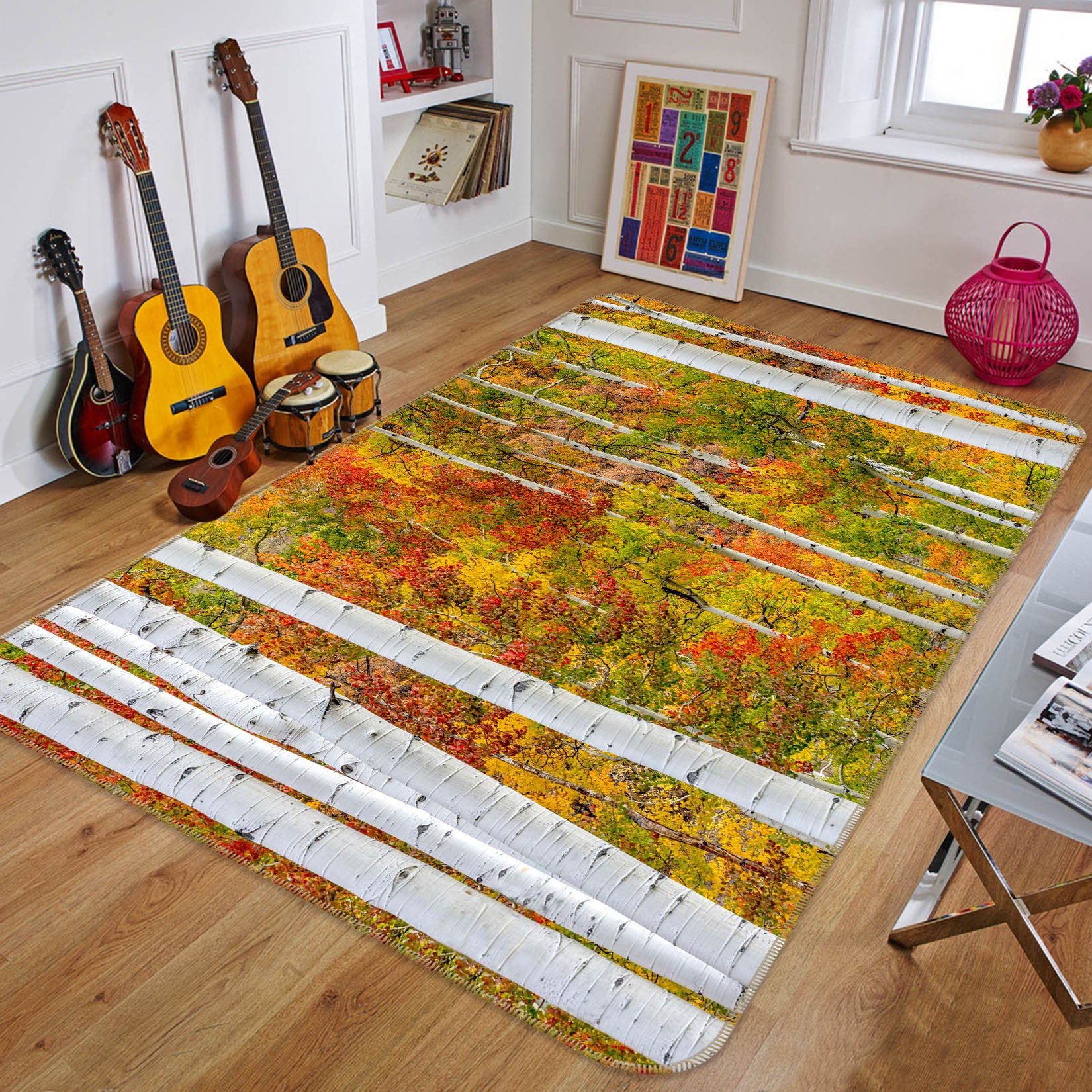 3D Yellow Forest 1059 Marco Carmassi Rug Non Slip Rug Mat