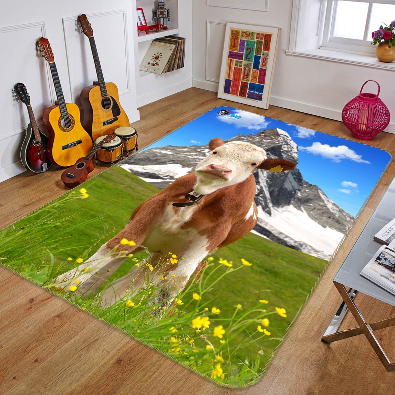 3D Grassland Little Cow 227 Non Slip Rug Mat Mat AJ Creativity Home 