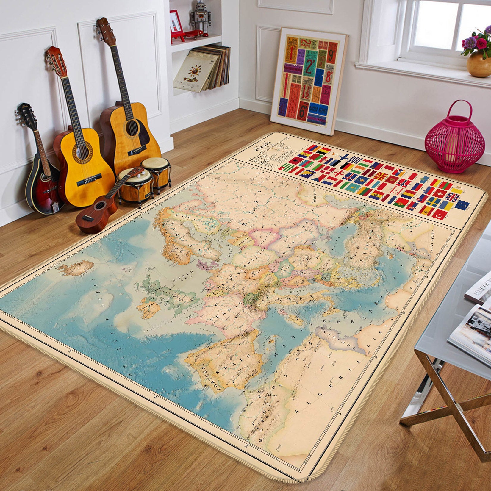 3D Vast Land 2007 World Map Non Slip Rug Mat