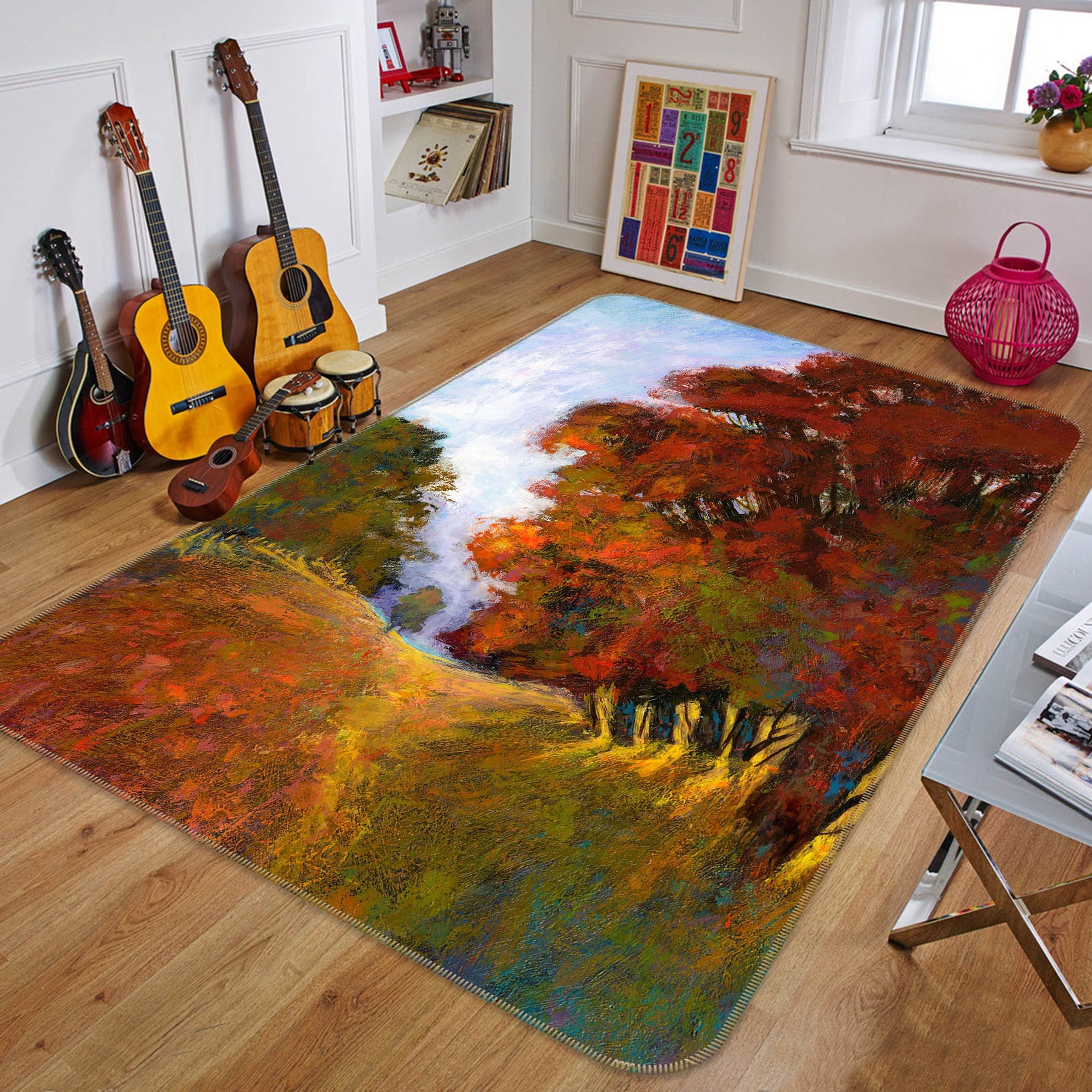 3D Sunny Maple Leaf 1112 Michael Tienhaara Rug Non Slip Rug Mat