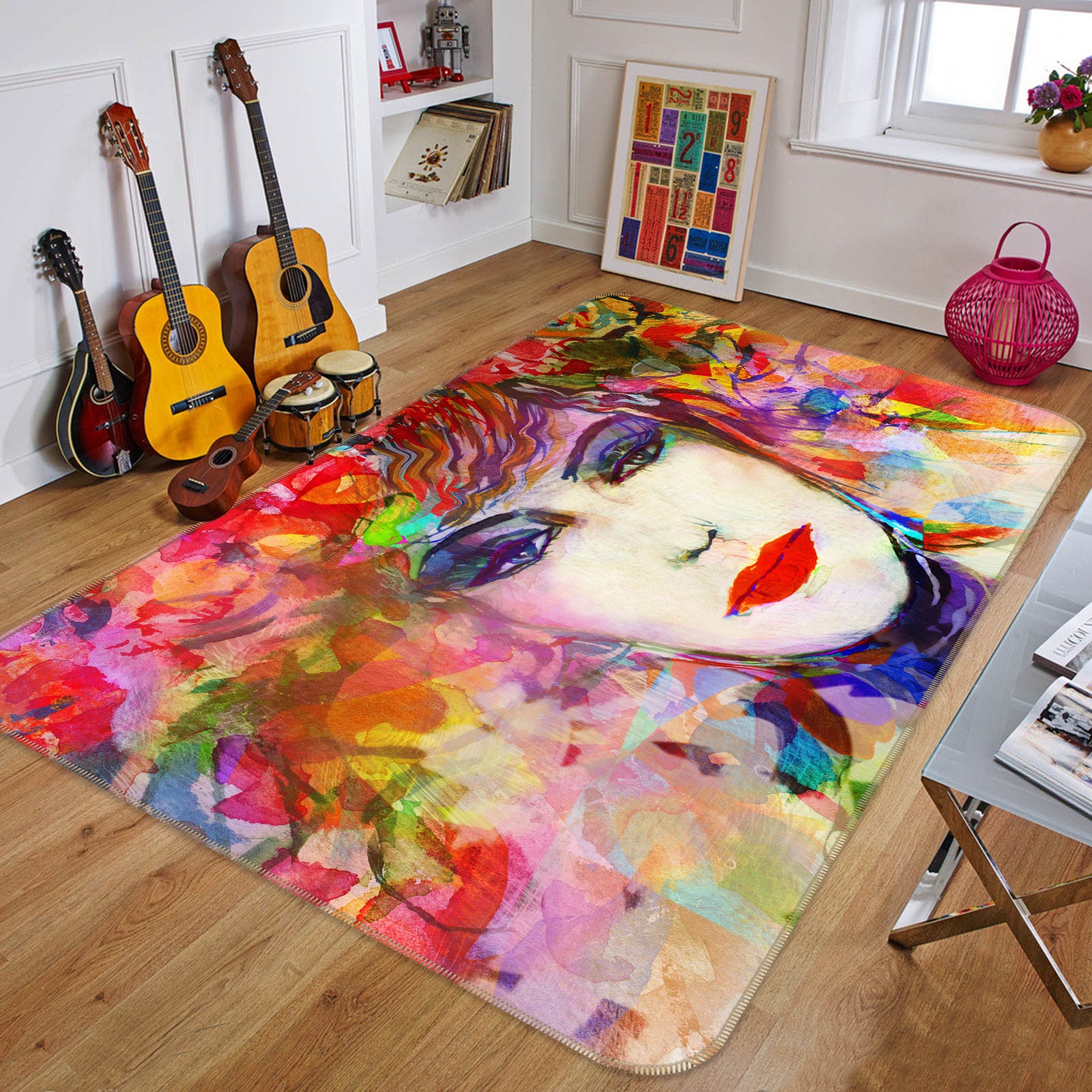 3D Red Lips Model 1007 Non Slip Rug Mat