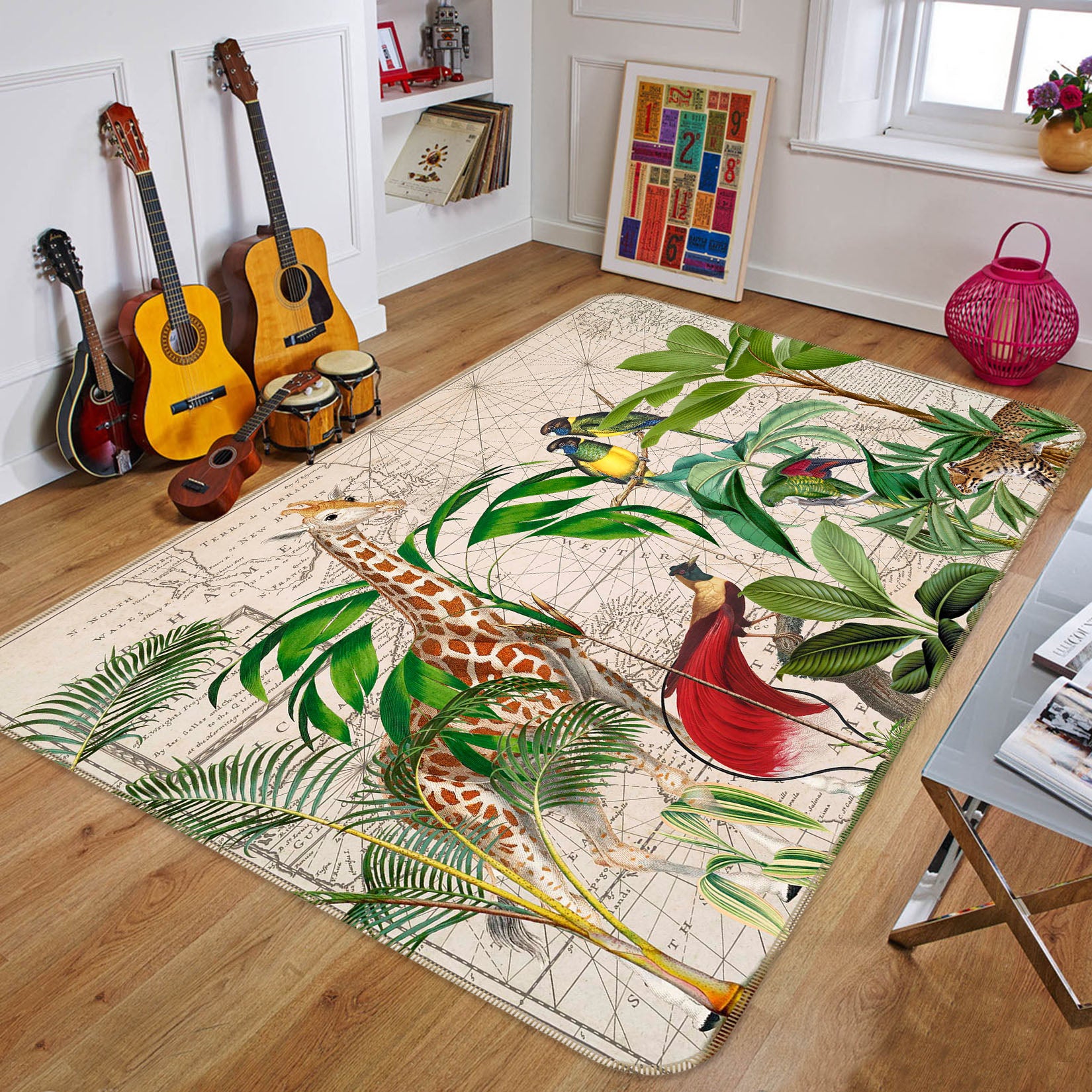 3D Palm Tree Map 1045 Andrea haase Rug Non Slip Rug Mat