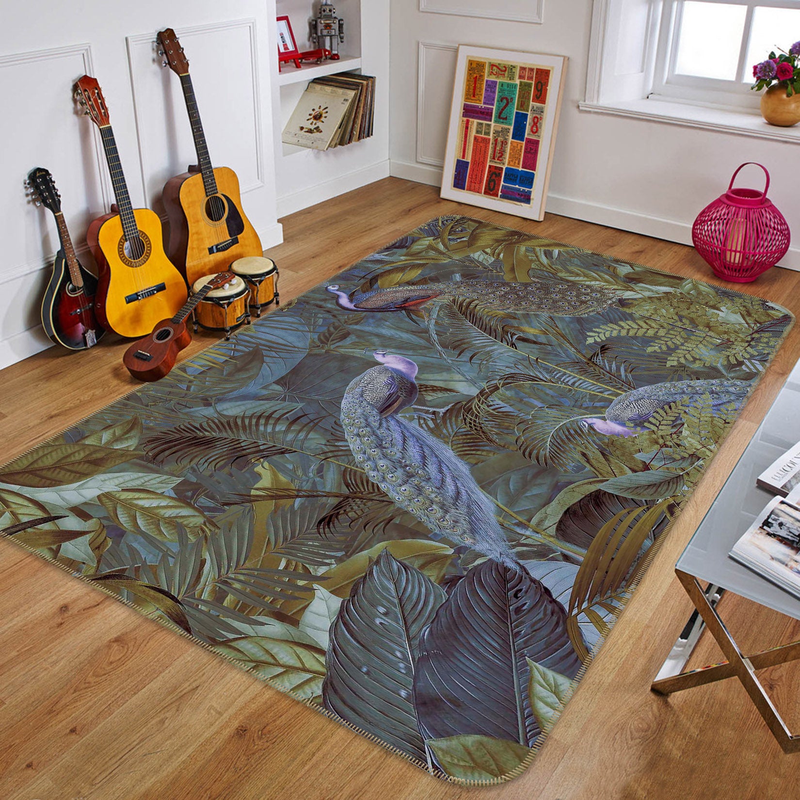 3D Forest Peacock 1011 Andrea haase Rug Non Slip Rug Mat