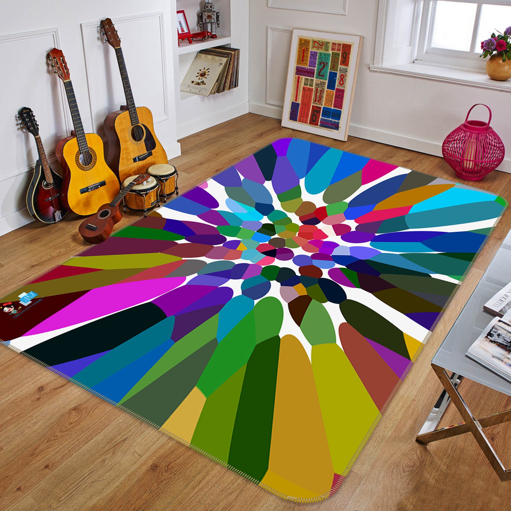 3D Color Flower Core 19162 Shandra Smith Rug Non Slip Rug Mat