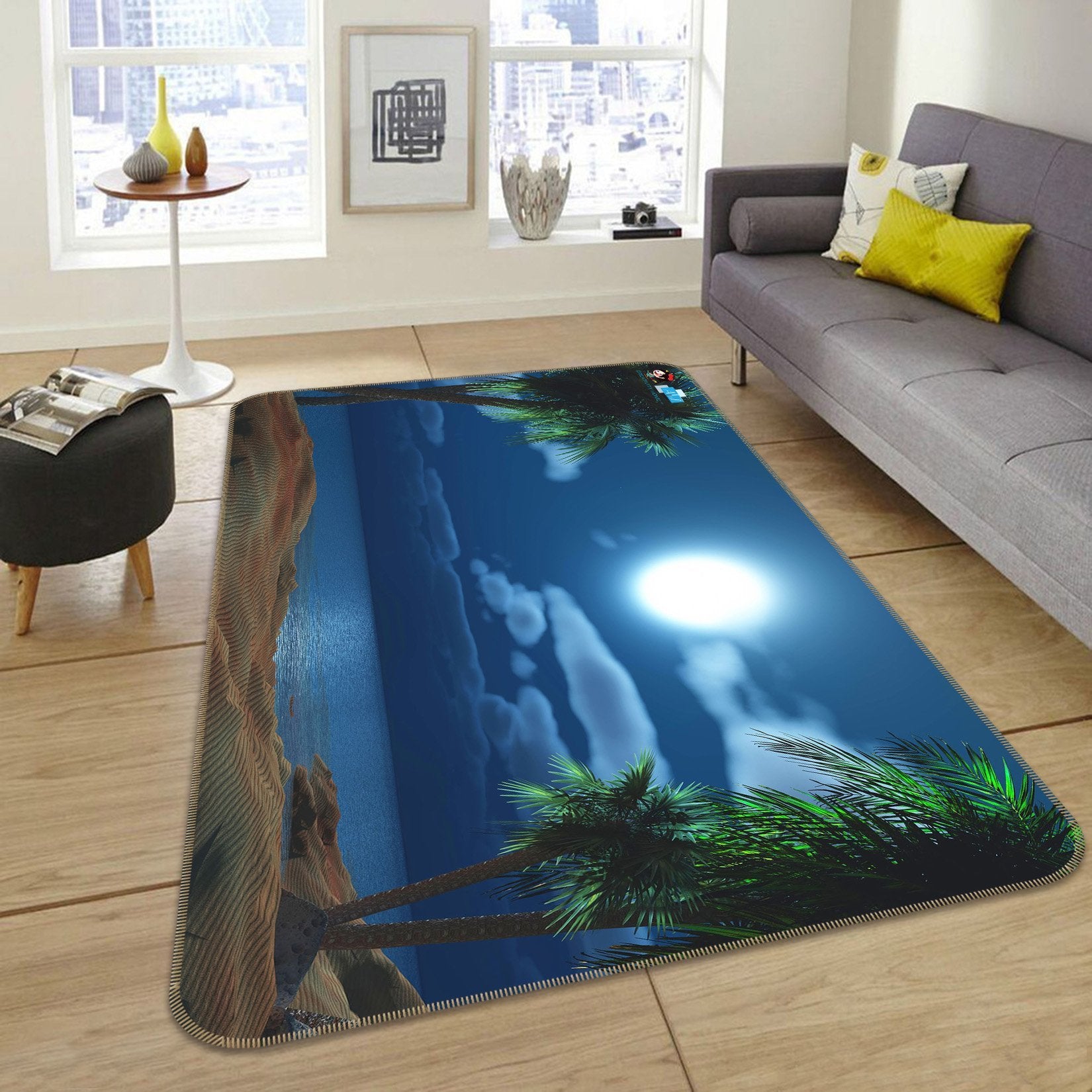 3D Moonlight Beach 383 Non Slip Rug Mat Mat AJ Creativity Home 