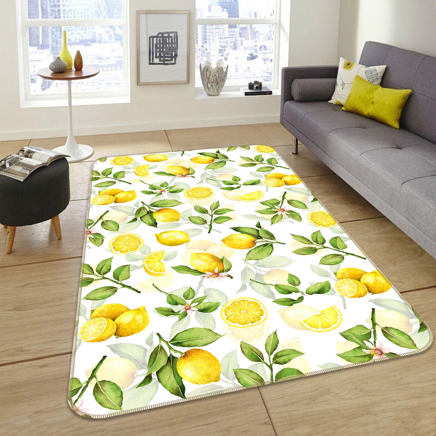 3D Lemon Fruit 158 Uta Naumann Rug Non Slip Rug Mat