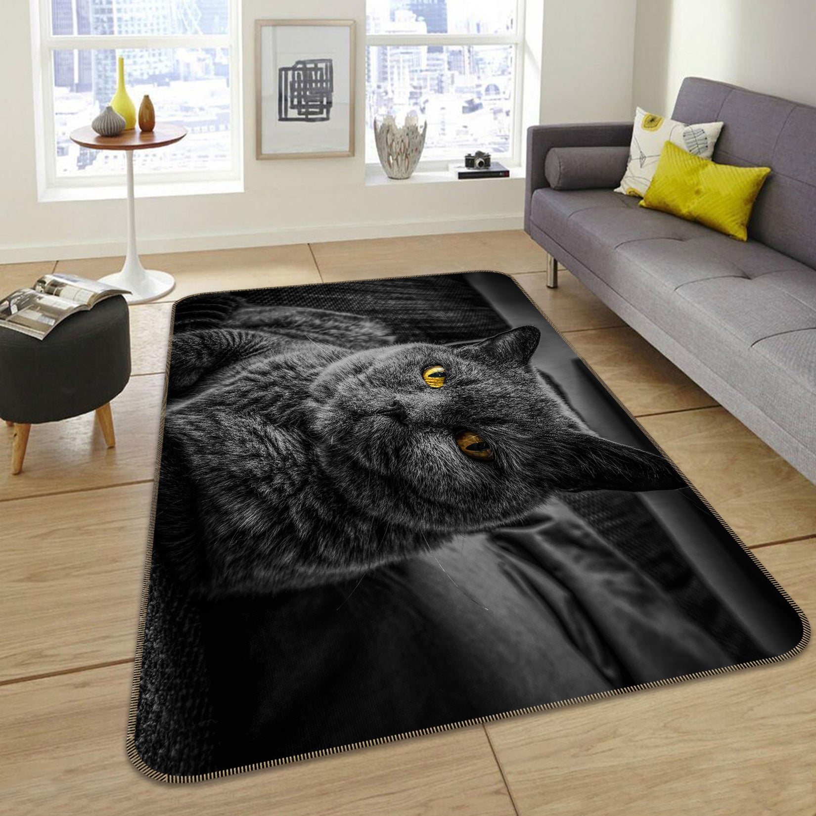 3D Black Kitten 029 Animal Non Slip Rug Mat