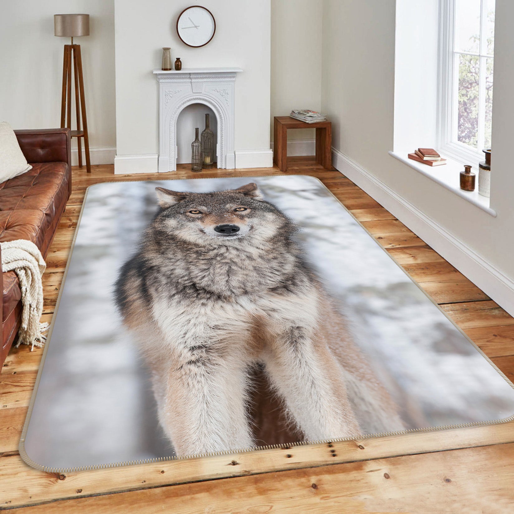 3D White Wolf 211 Animal Non Slip Rug Mat