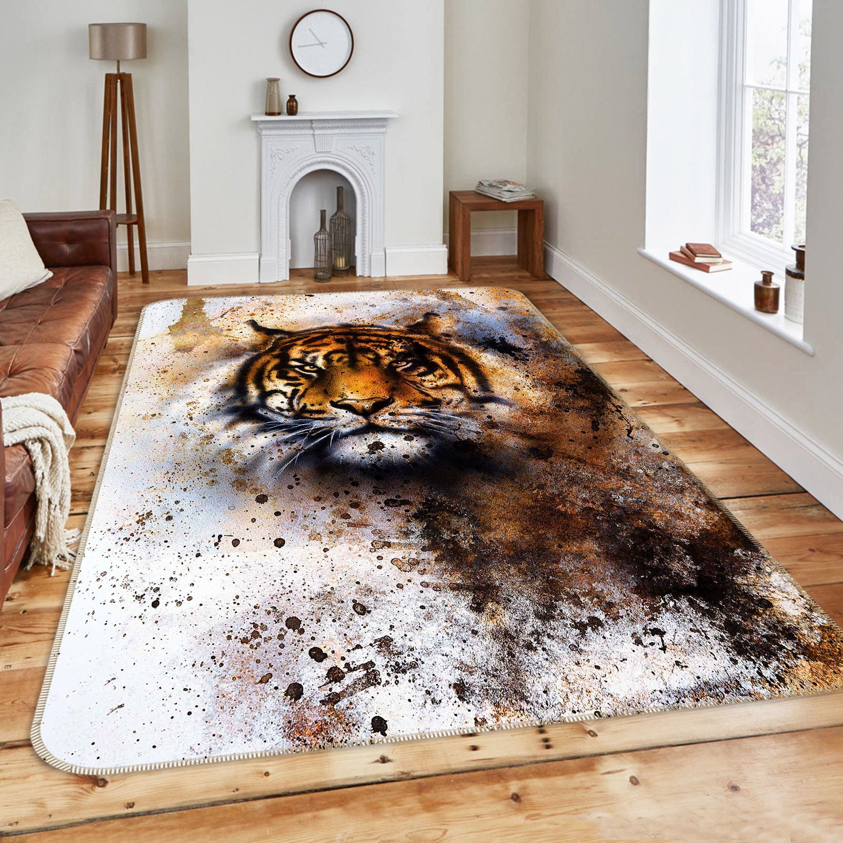 3D Tiger Graffiti 203 Animal Non Slip Rug Mat