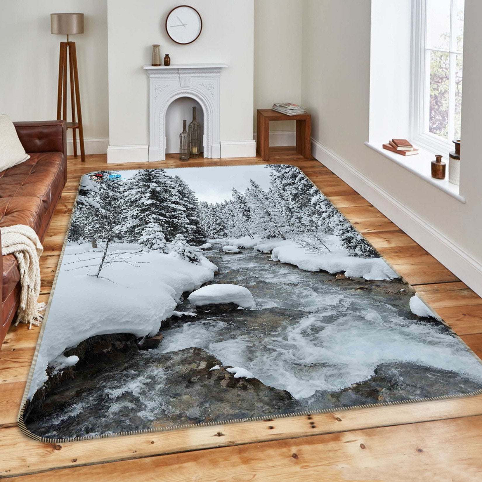 3D Snow Forest River 181 Non Slip Rug Mat Mat AJ Creativity Home 