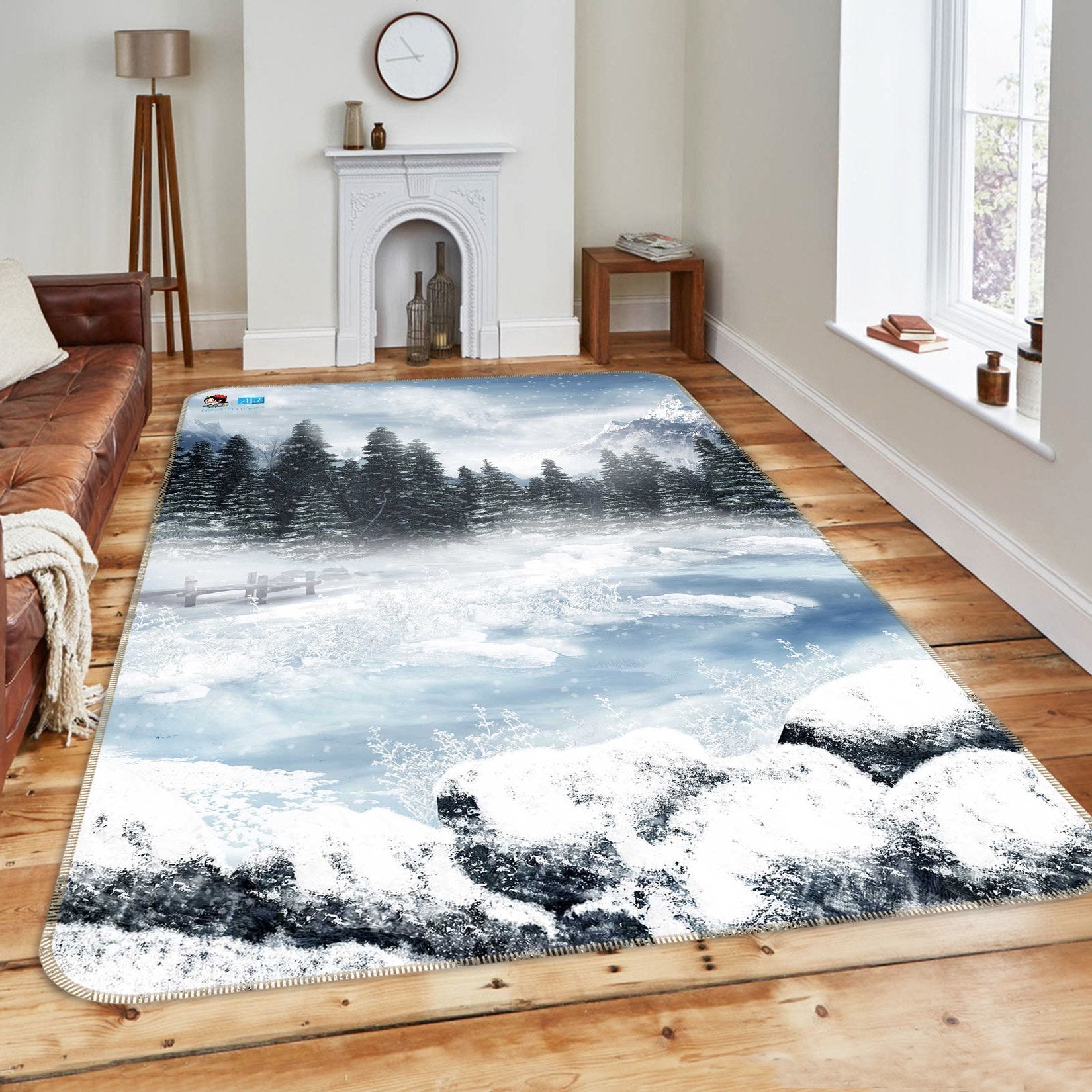 3D Snow Forest Lake 165 Non Slip Rug Mat Mat AJ Creativity Home 
