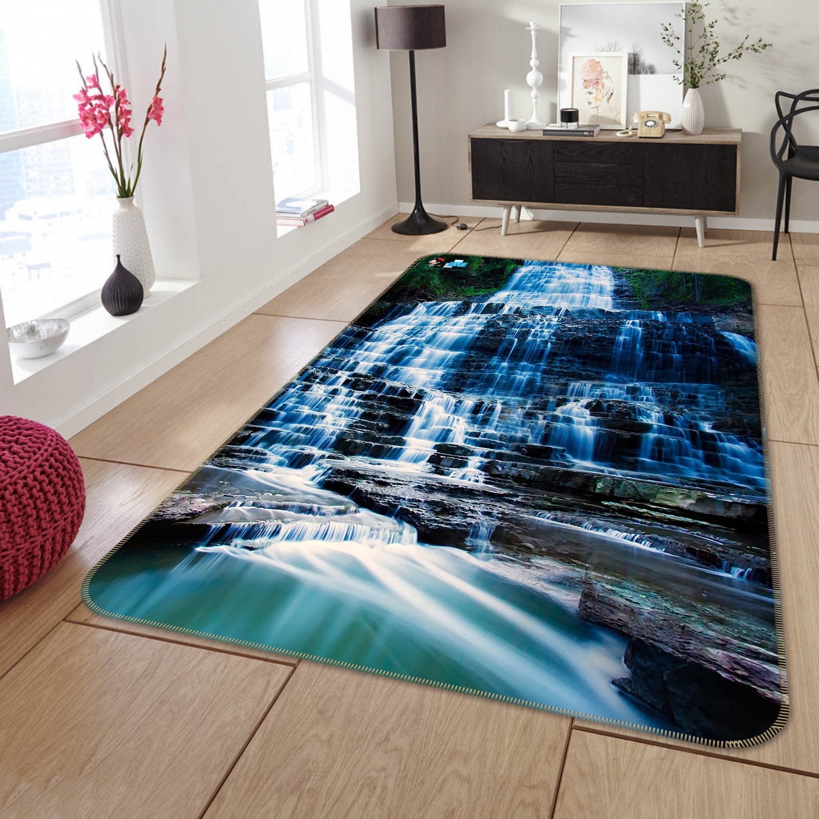 3D Waterfall Stone 048 Non Slip Rug Mat Mat AJ Creativity Home 