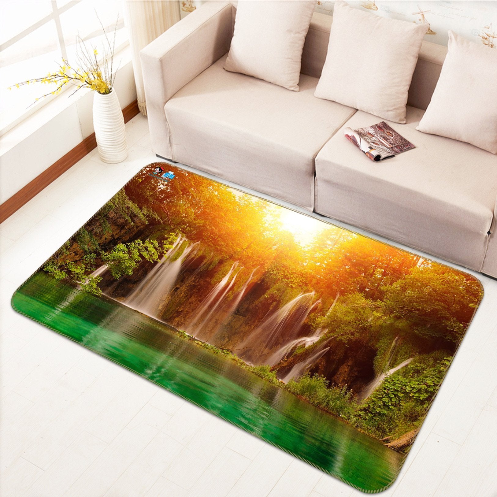 3D Waterfall Landscape 645 Non Slip Rug Mat Mat AJ Creativity Home 