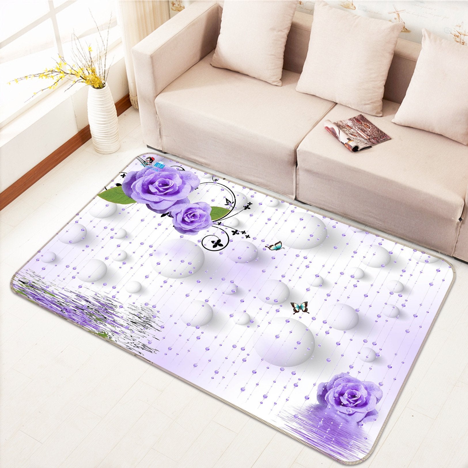 3D Dew Flower 734 Non Slip Rug Mat Mat AJ Creativity Home 