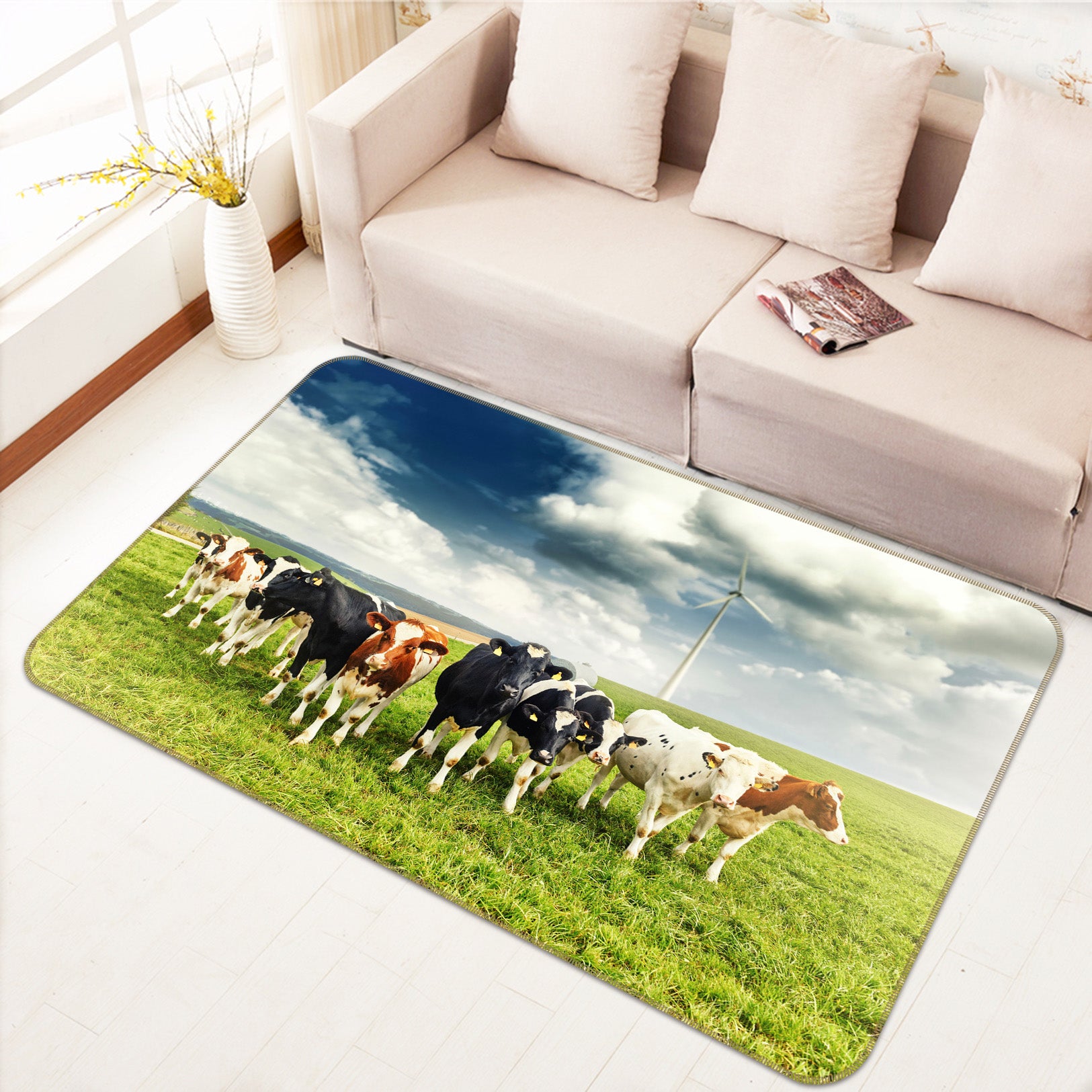 3D Cow Lawn 038 Animal Non Slip Rug Mat