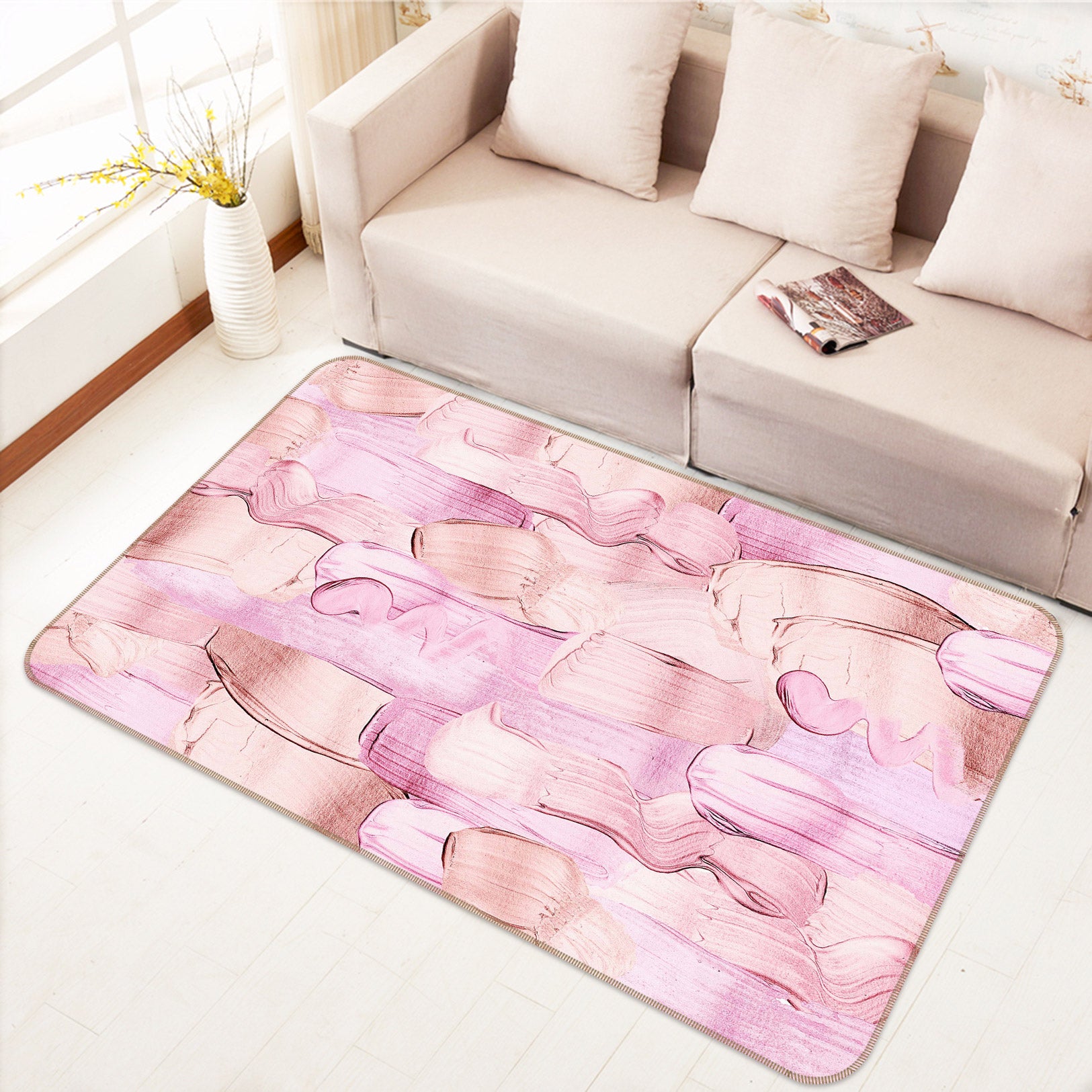 3D Pink Paint 150 Uta Naumann Rug Non Slip Rug Mat