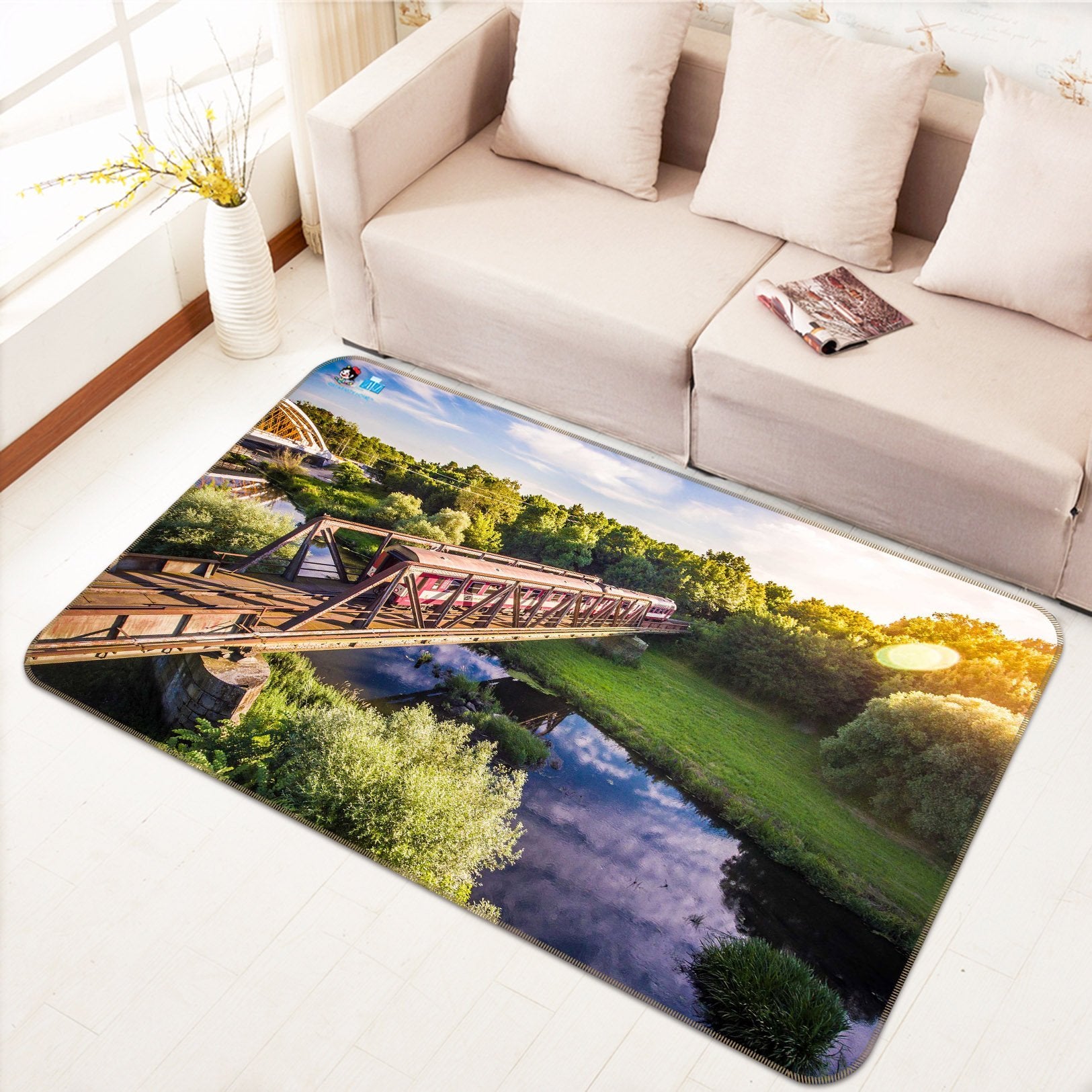 3D Sunshine Train 738 Non Slip Rug Mat Mat AJ Creativity Home 